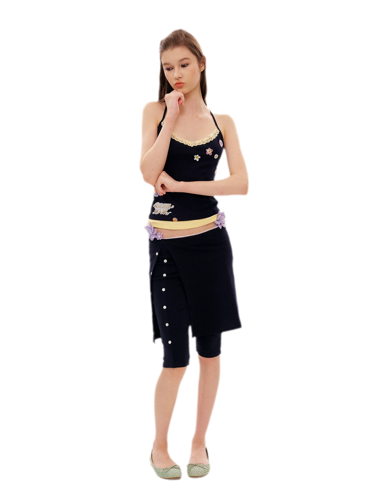 Floral Print Camisole Skirt-Shorts Set