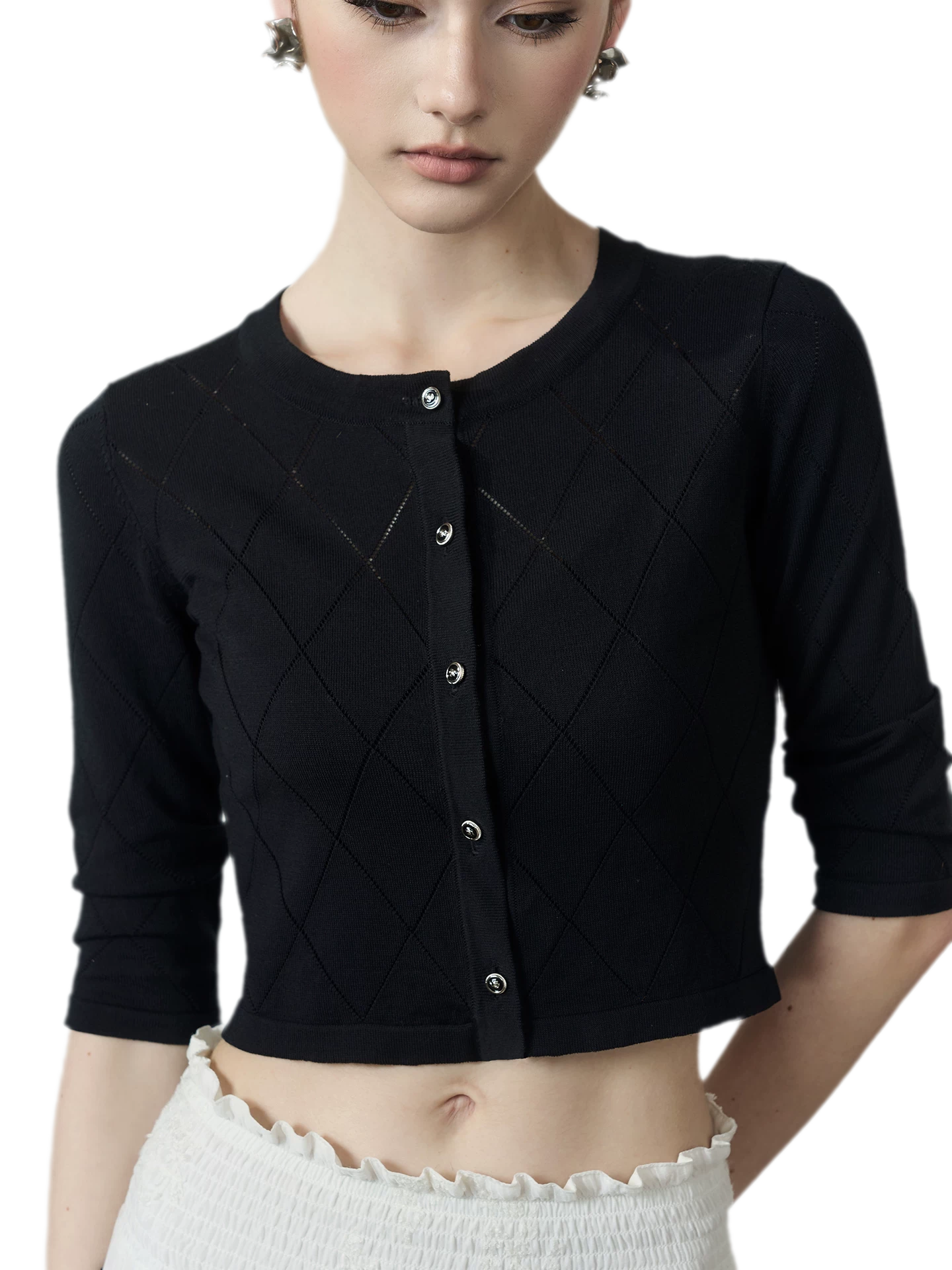 Diamond Cropped Cardigan