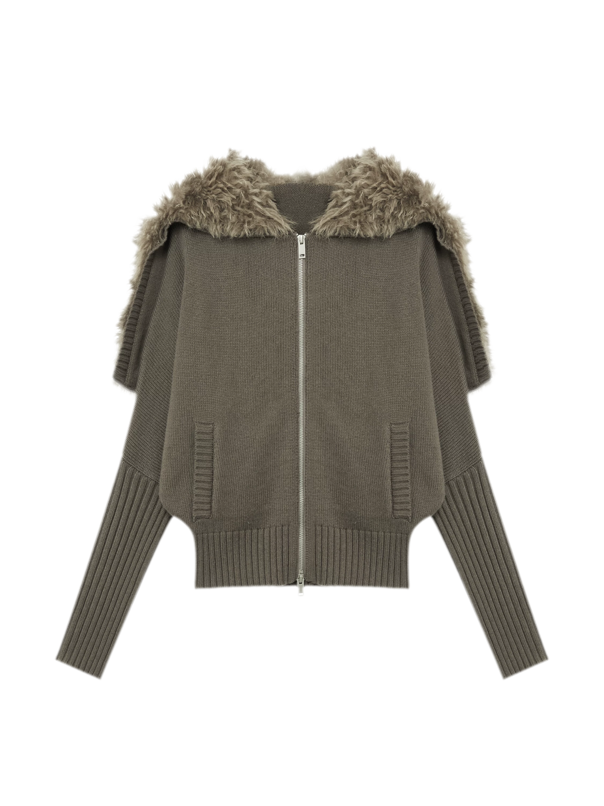 Textured Batwing Hooded Cardigan