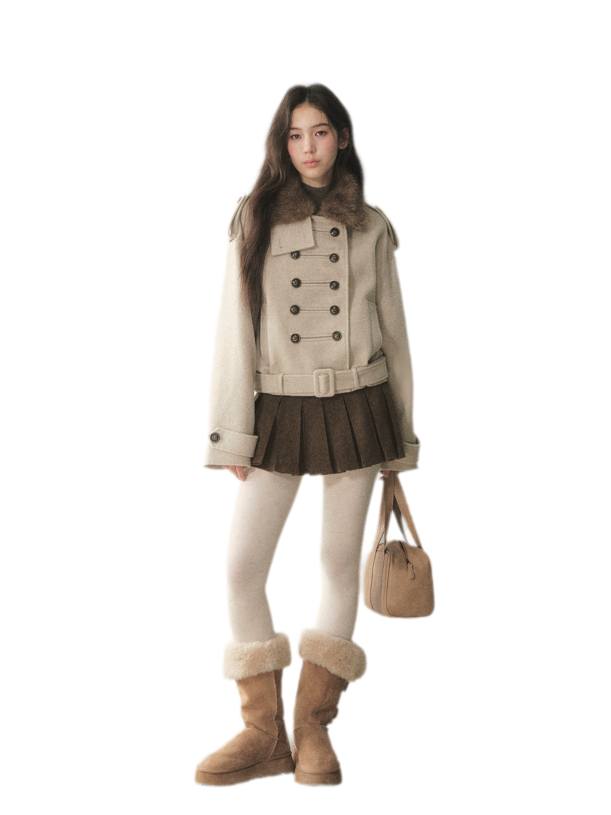 Cappotto corto in lana doppiopetto