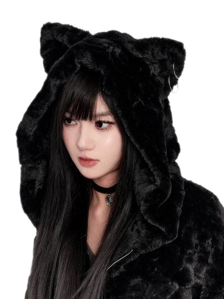 Eco Faux Fur Cat-Ear Hoodie