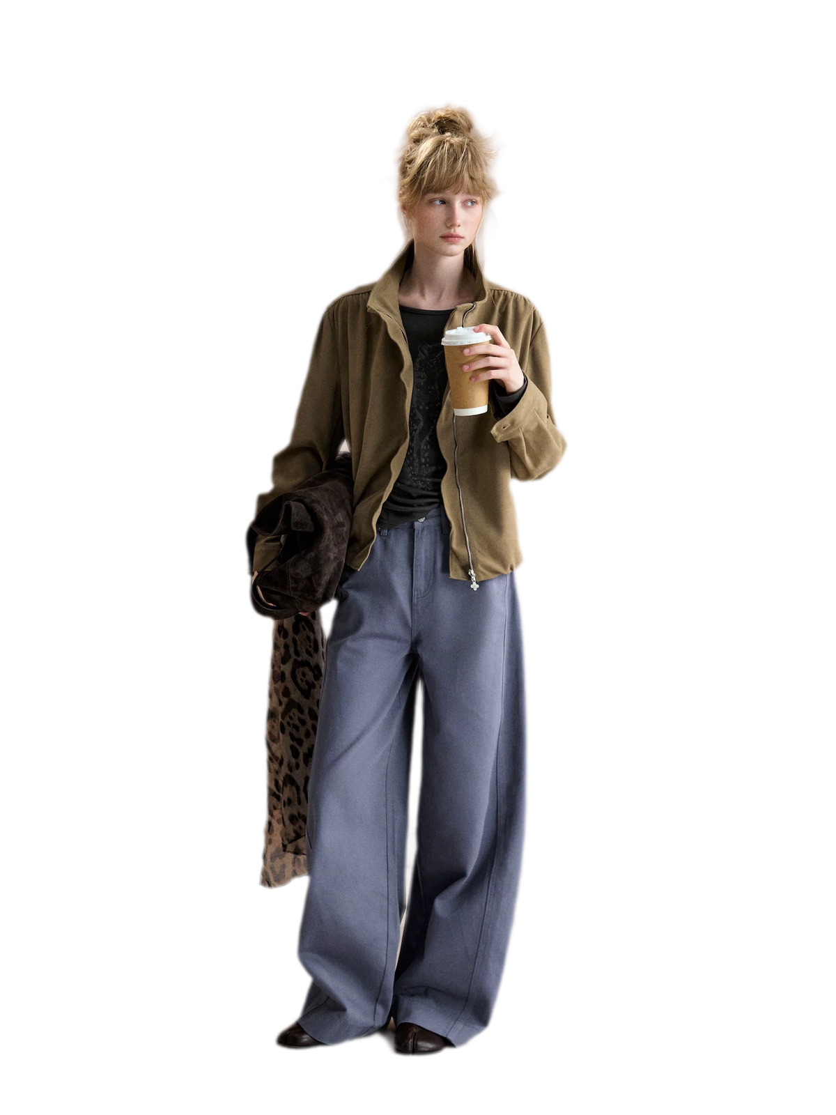 Gathered Suede Cropped Jacket