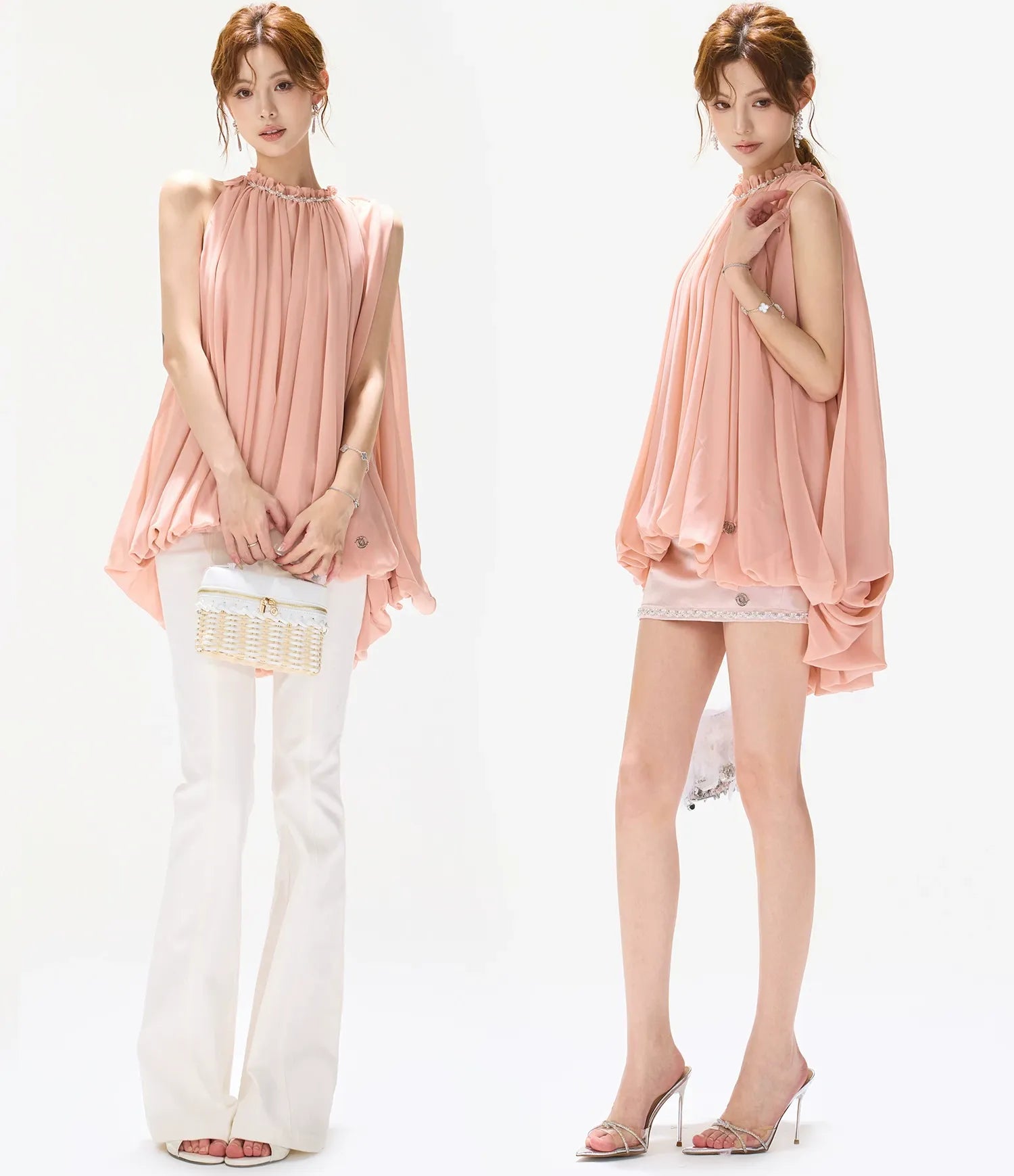 Beaded Halter Peplum Top