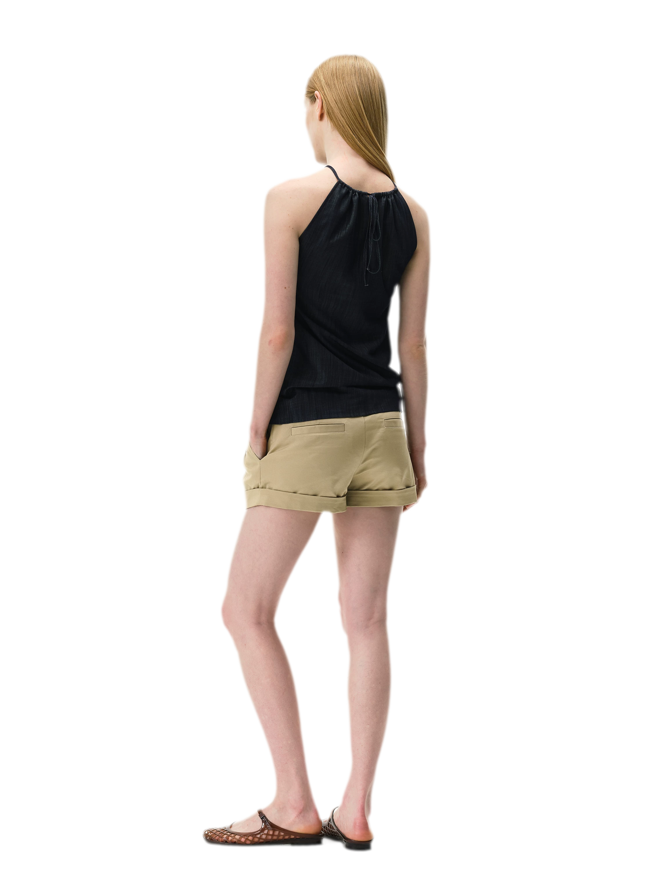 Pleated Twill Shorts