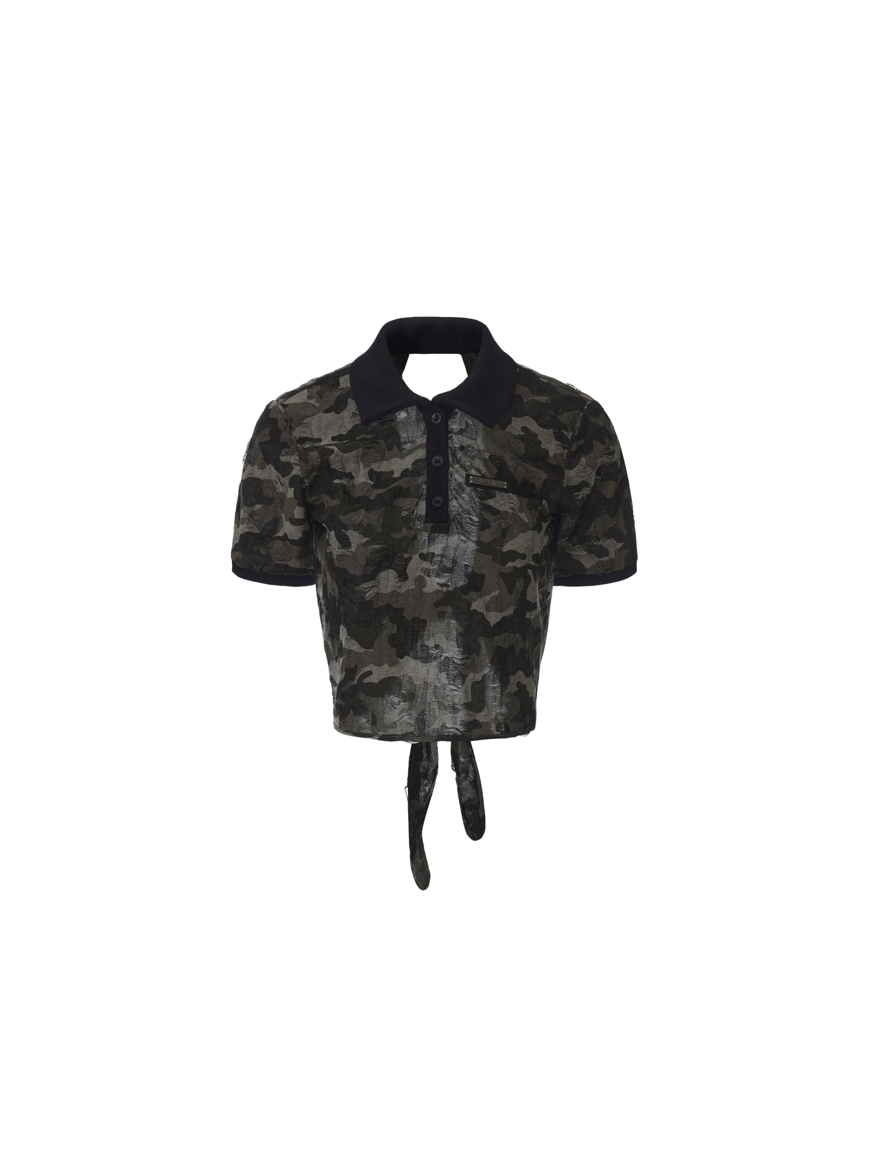 Lightweight Camouflage Polo with Back Tie Detail