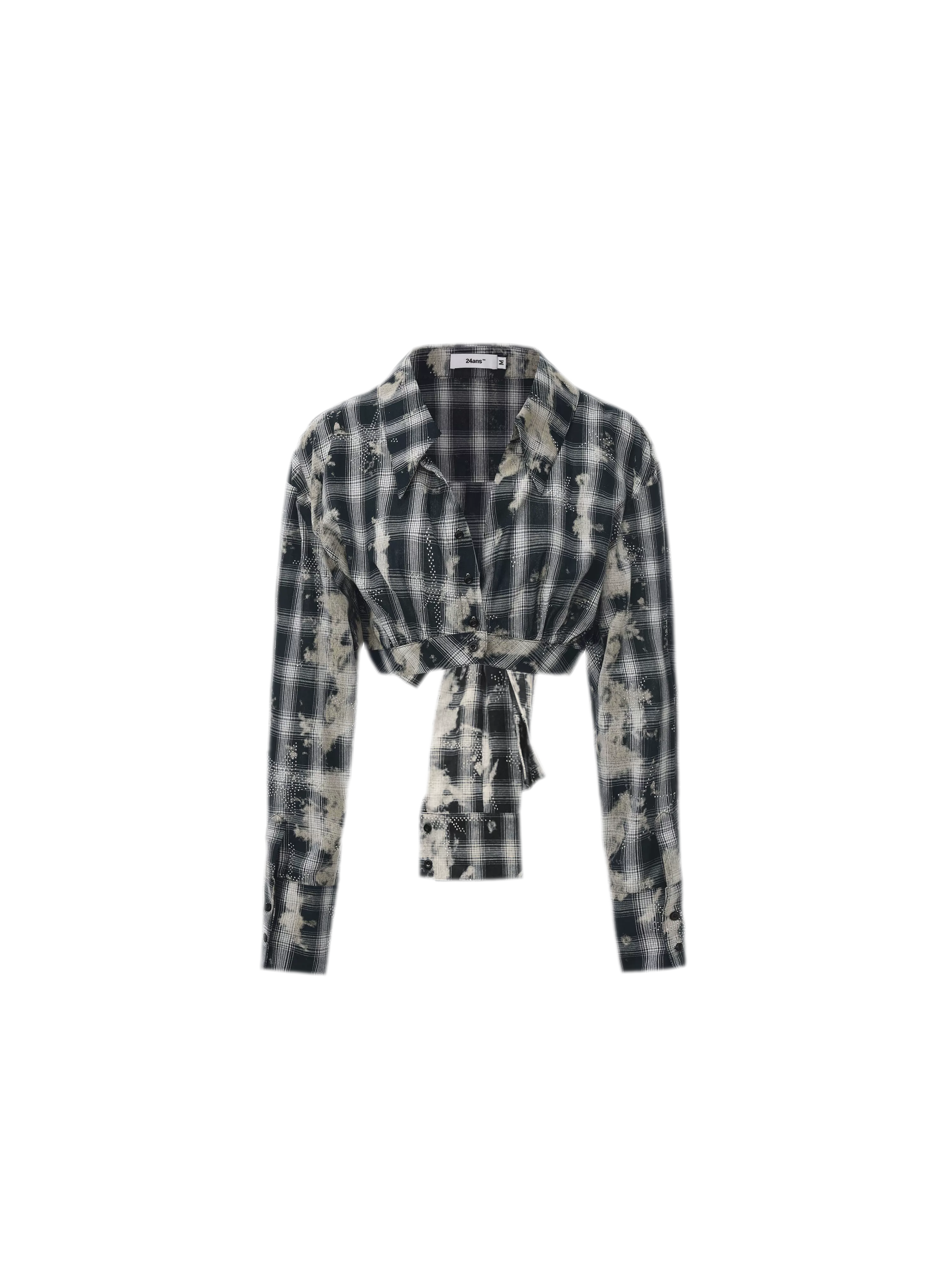 Distressed Plaid Cropped Shirt