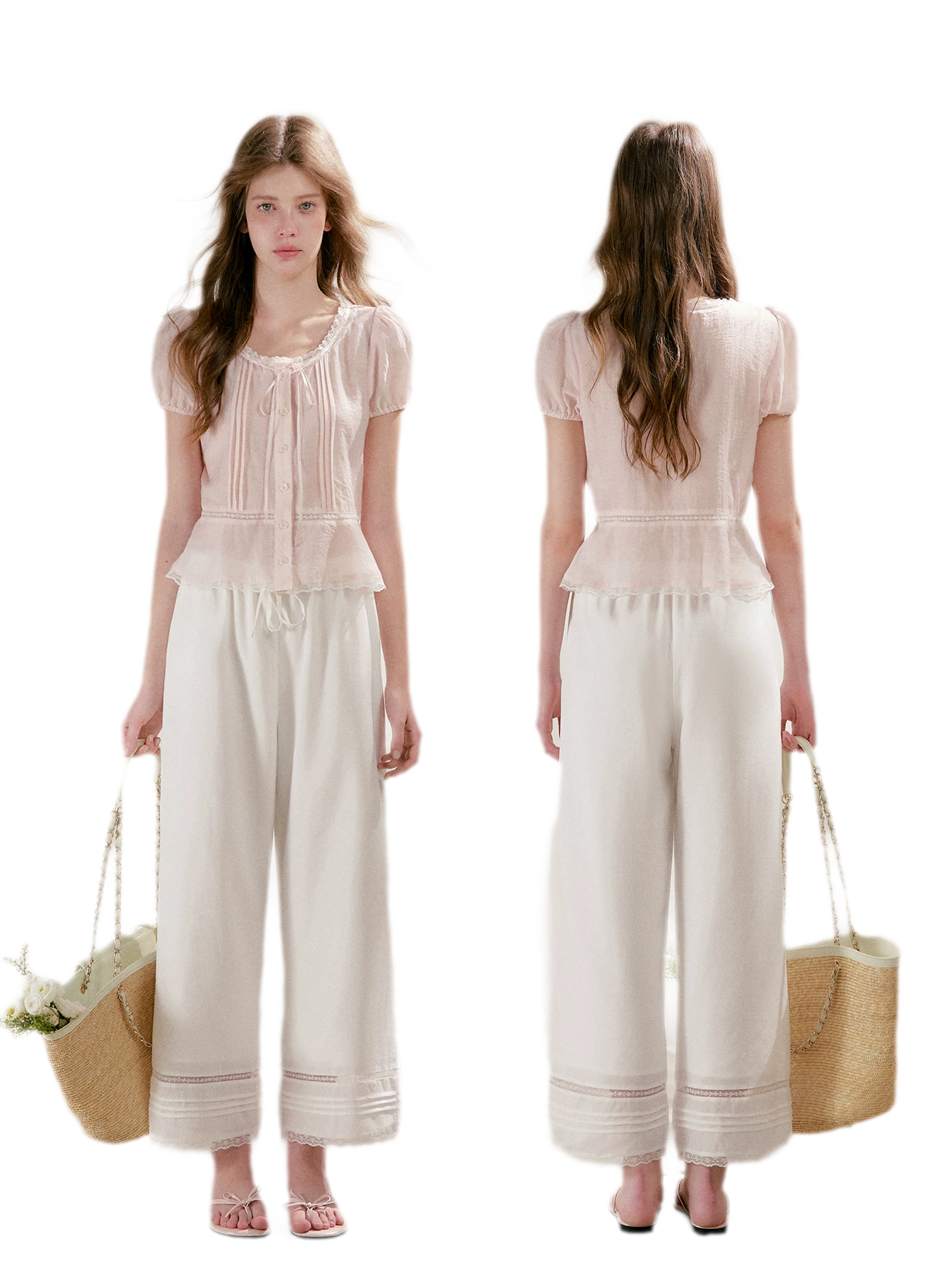 Tencel Linen Cropped Straight-Leg Pants