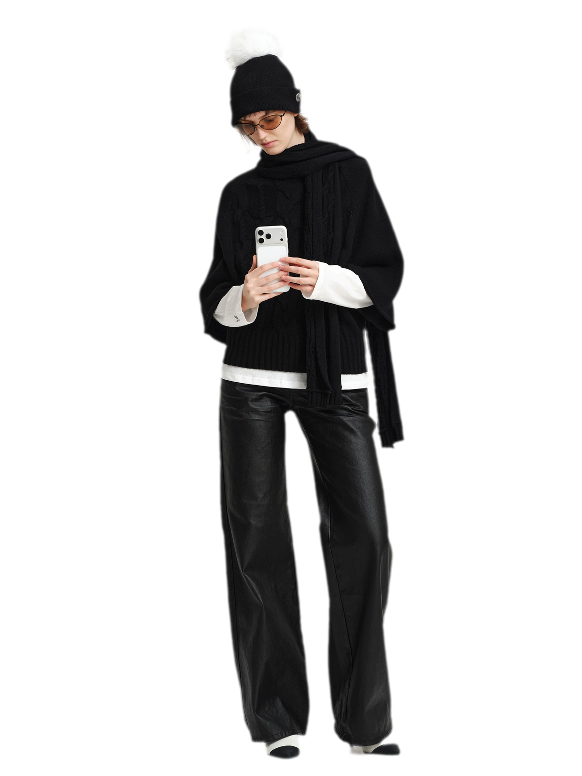 Kabelstrick-Cape-Pullover