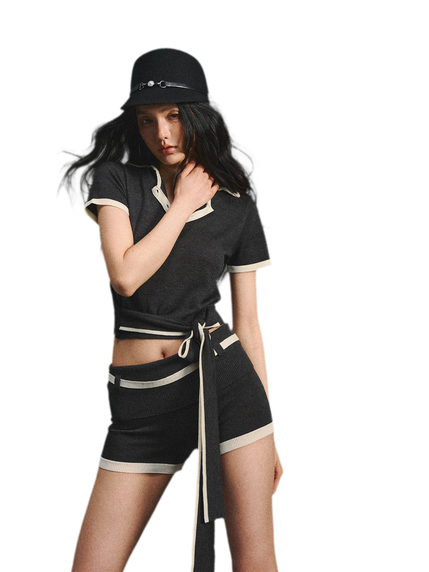 Lyocell Breathable Polo Collar T-Shirt & Contrast Cuff