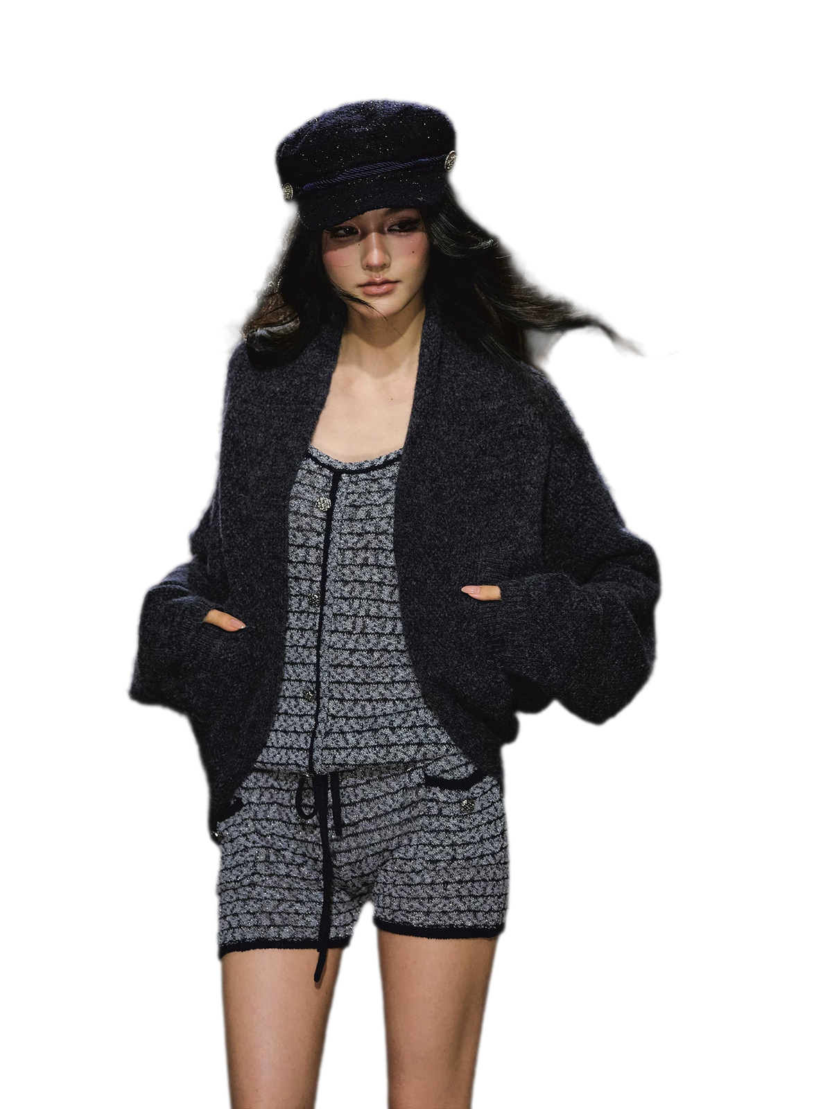 Gestreiftes Woll-Jumpsuit-Set