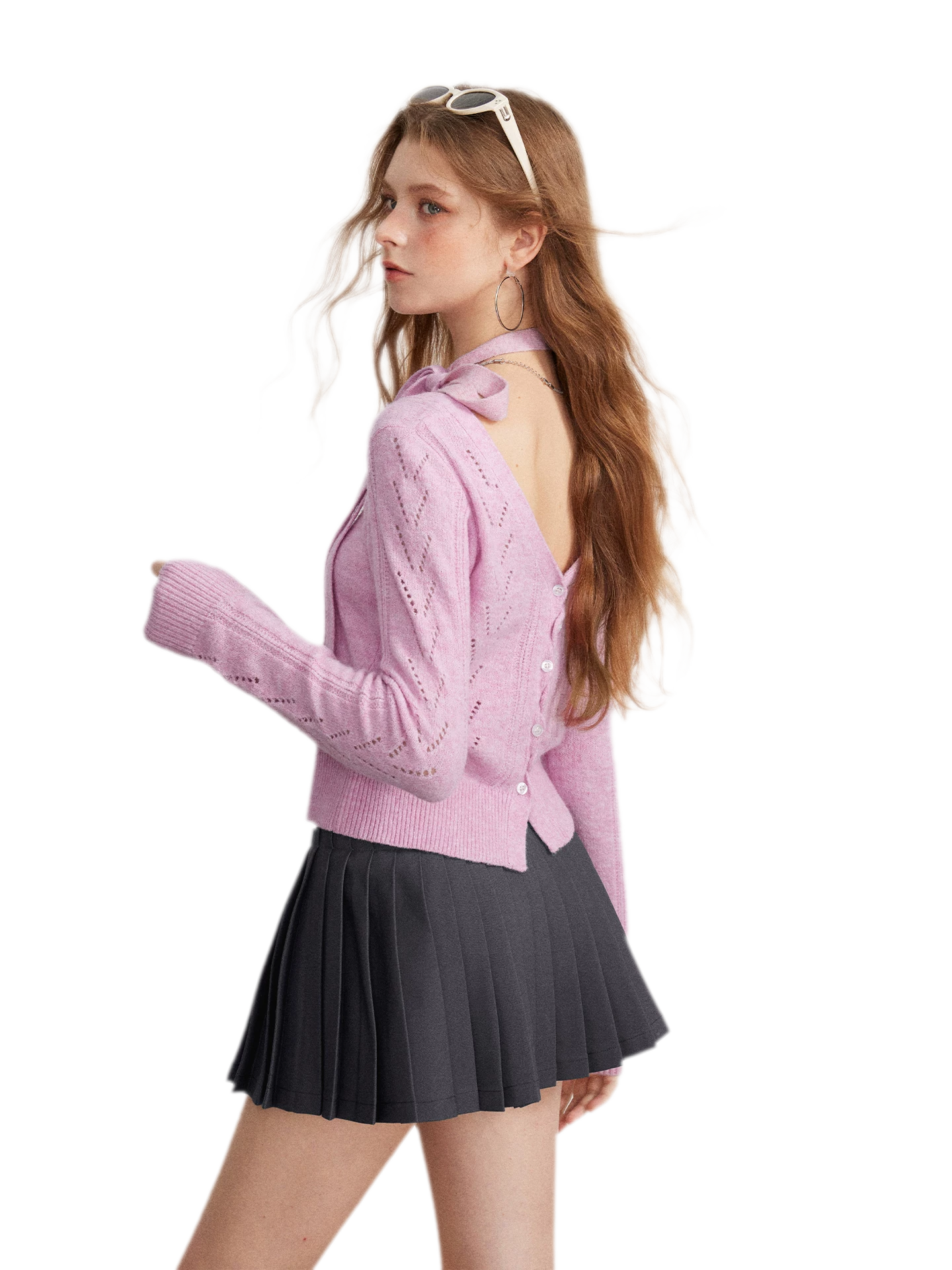 Openwork Reversible Knit Top