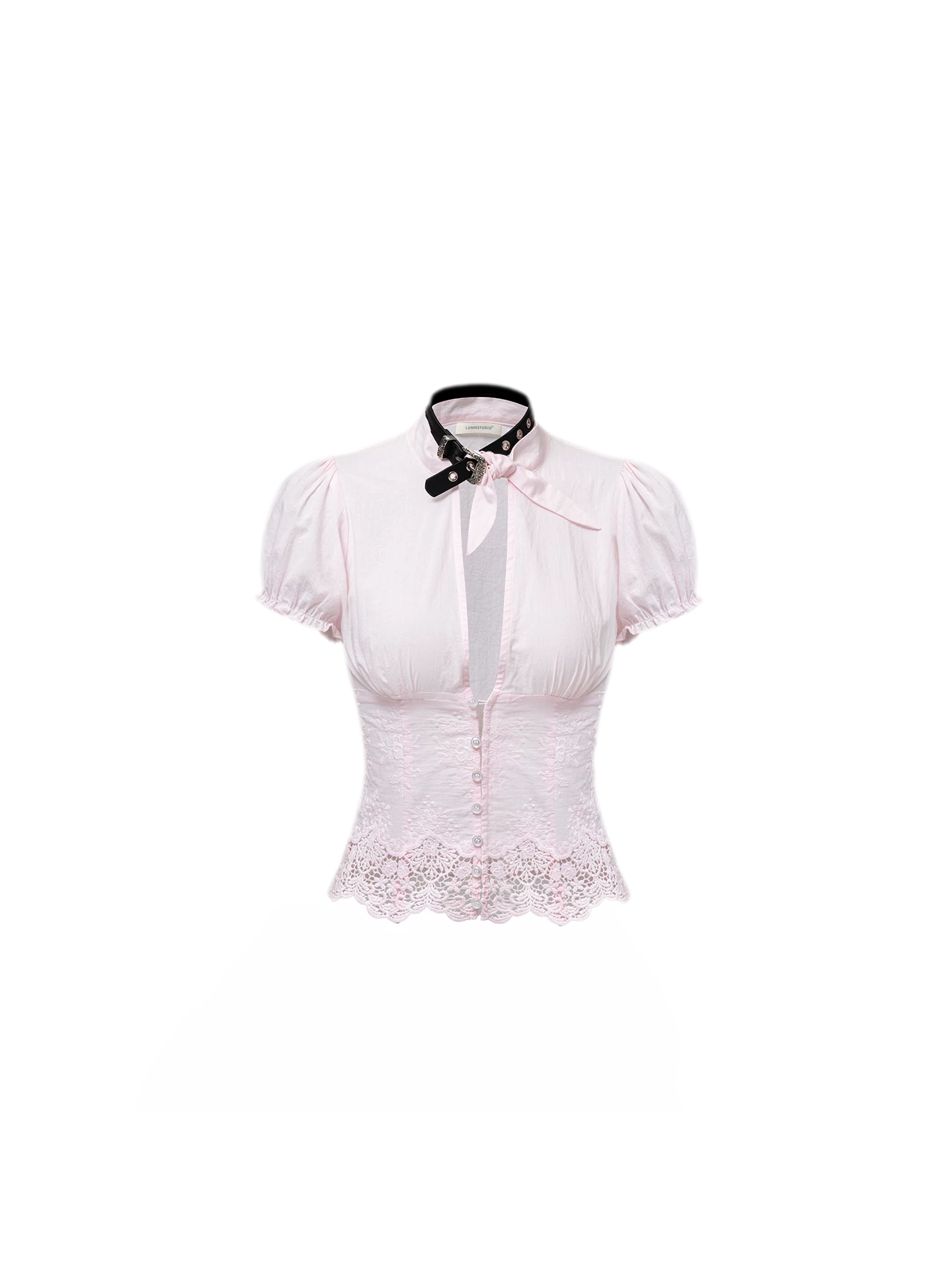 Deep V-Neck Jacquard Blouse