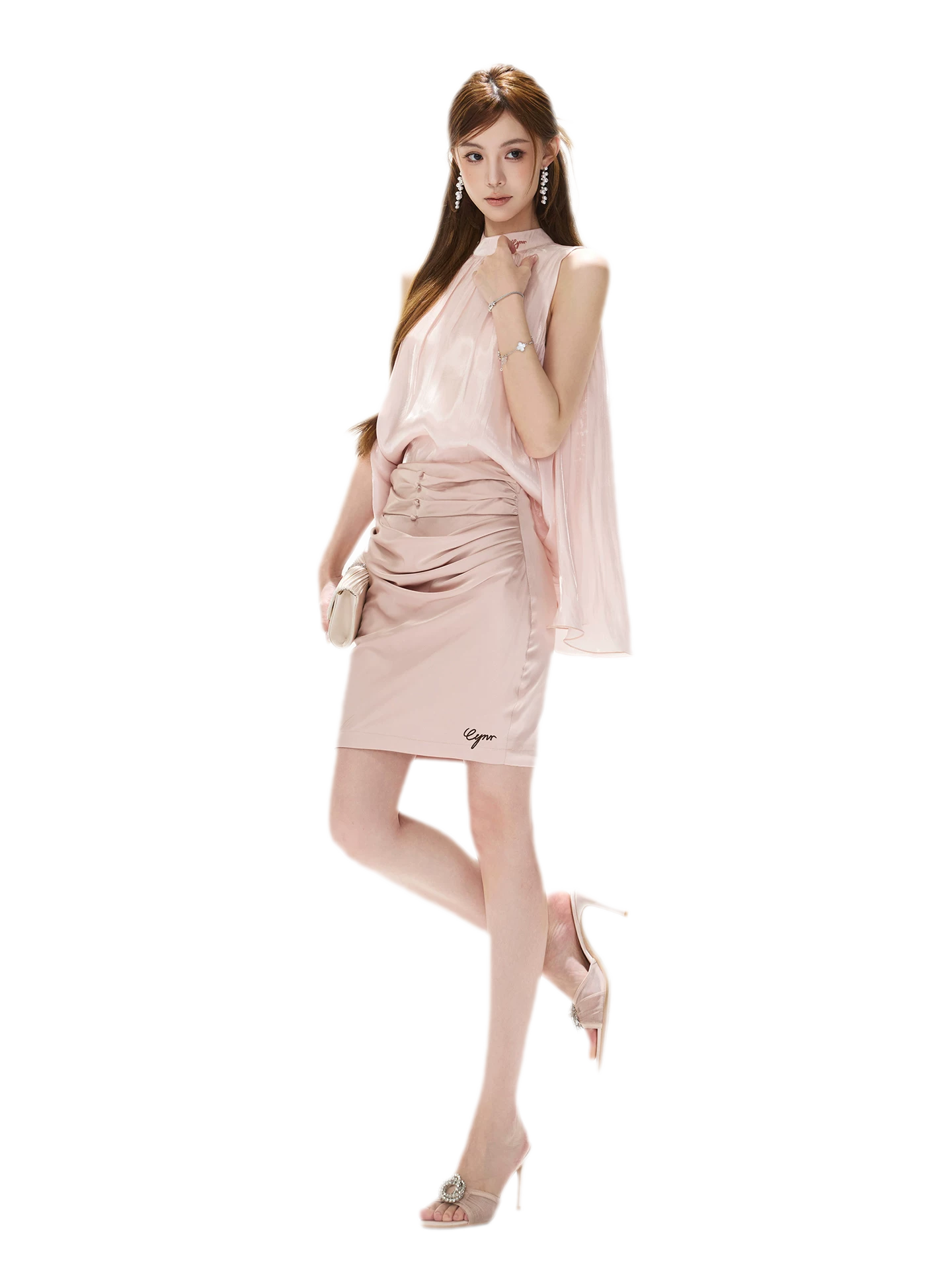 Pearl-Sheen Stand Collar Top