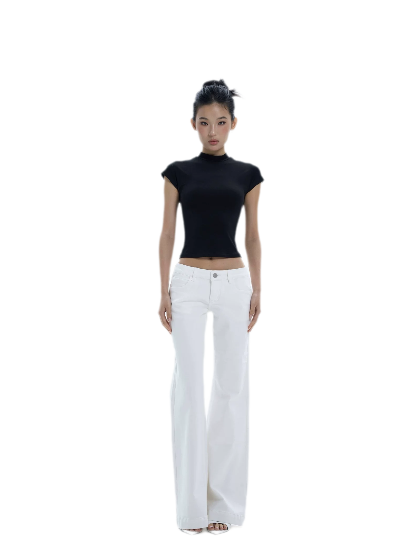 Low-Rise Straight-Leg White Jeans