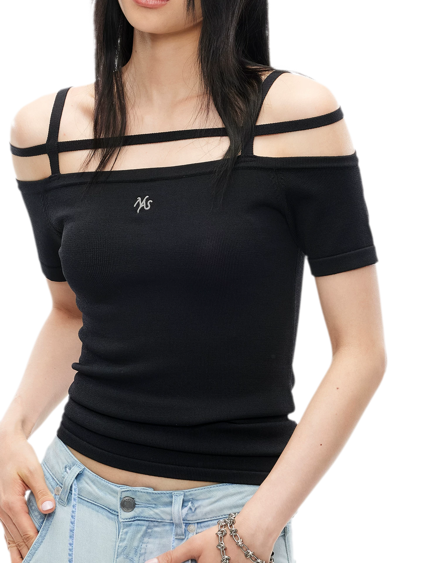 Cross-Strap Ice Feel Slim Tee
