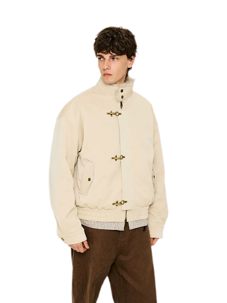 Pearlescent PU Fur-Lined Harrington Jacket