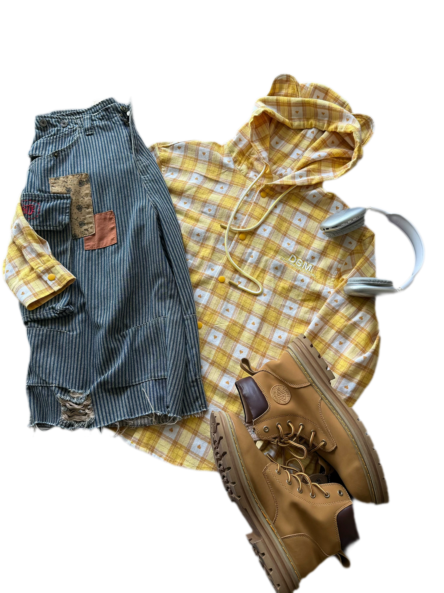 Brushed Plaid Hooded Overshirt