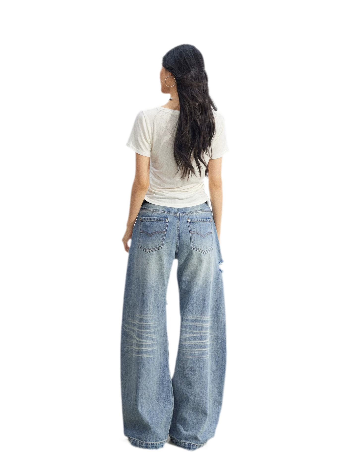 Distressed Curved Jeans