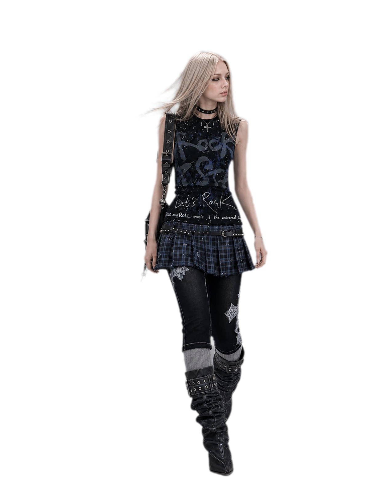 Plaid Pleated Belted Mini Dress