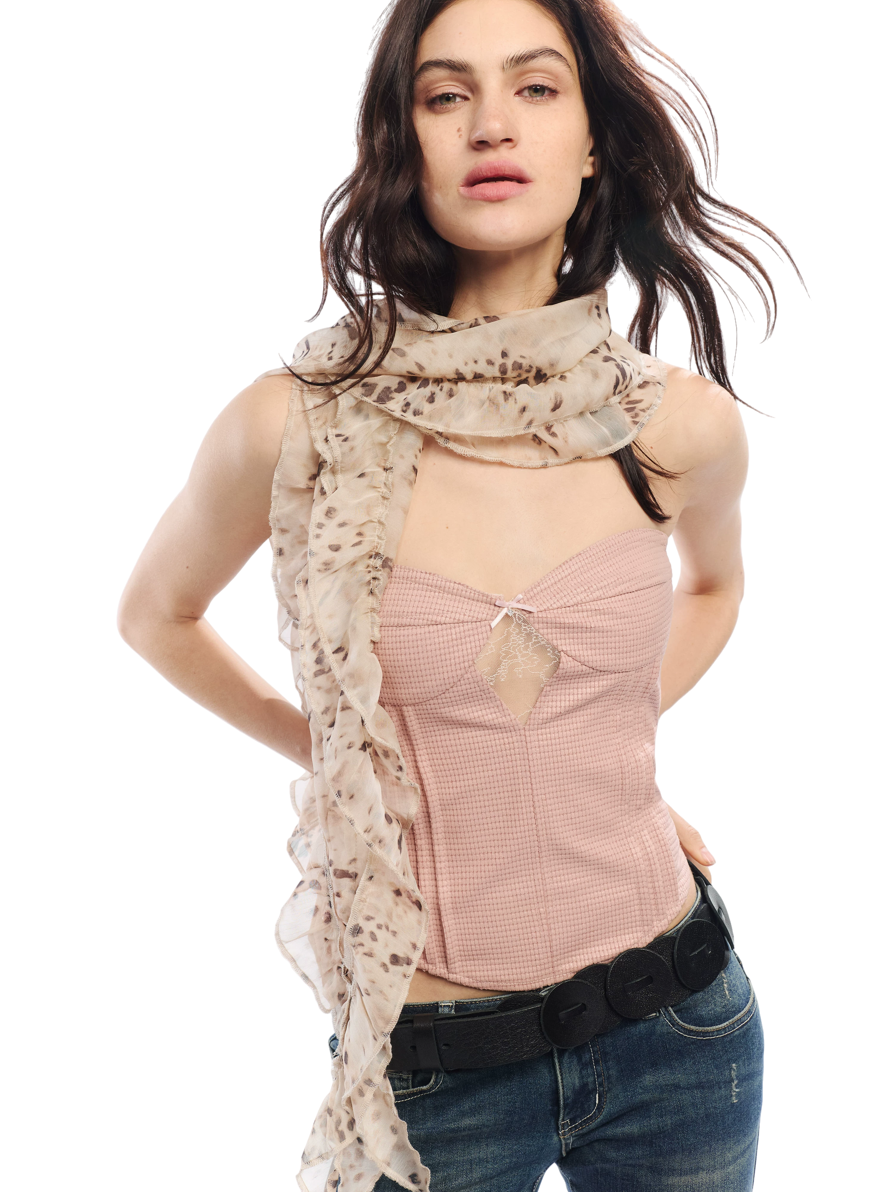 Vintage Millennial Leopard Print Chiffon Scarf