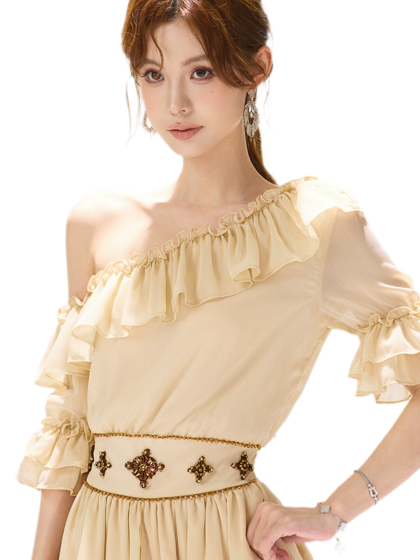 CYNR Beaded Off-Shoulder Dress – view 6