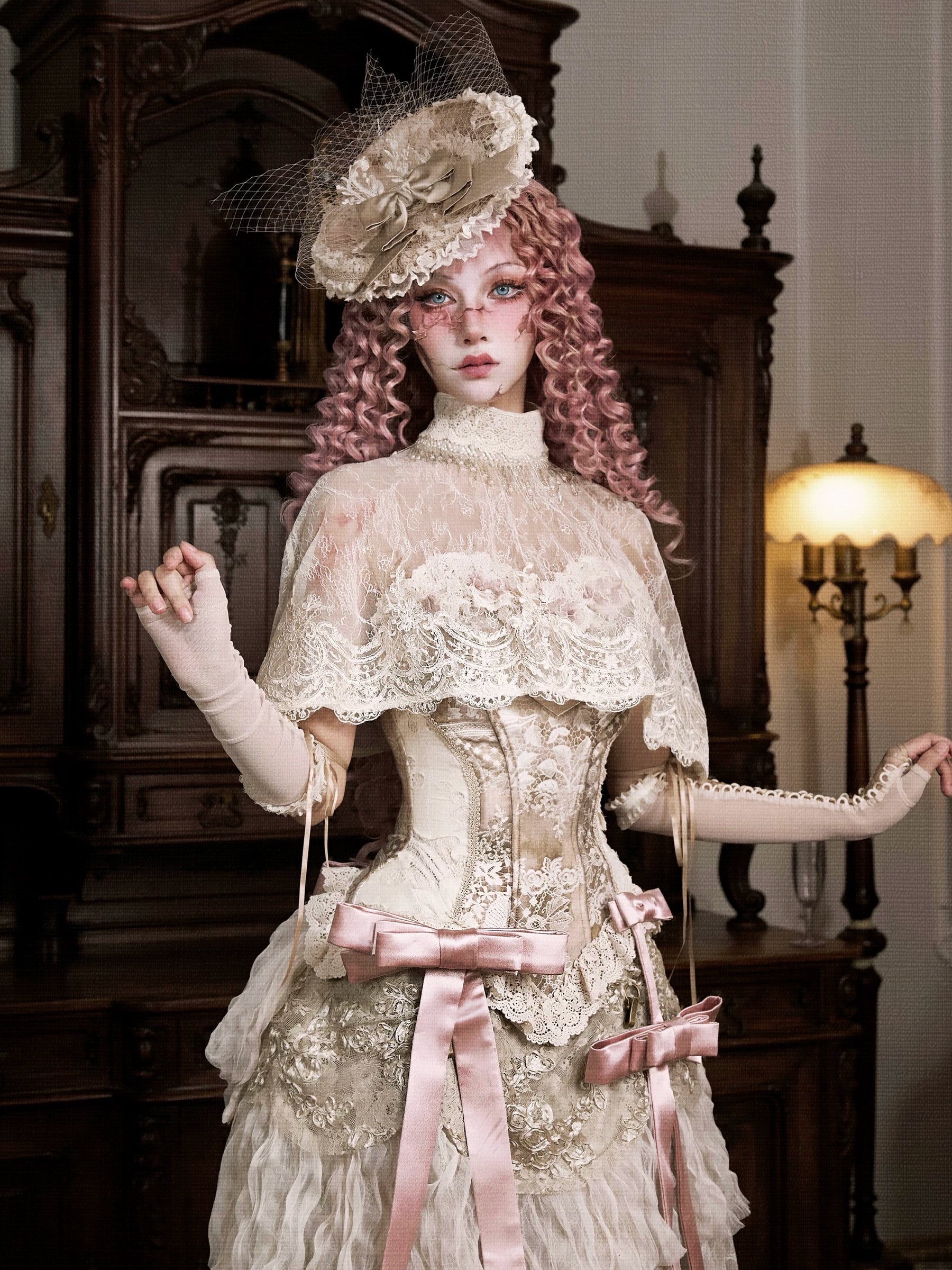 Vintage Lace Rabbit Ear Hat