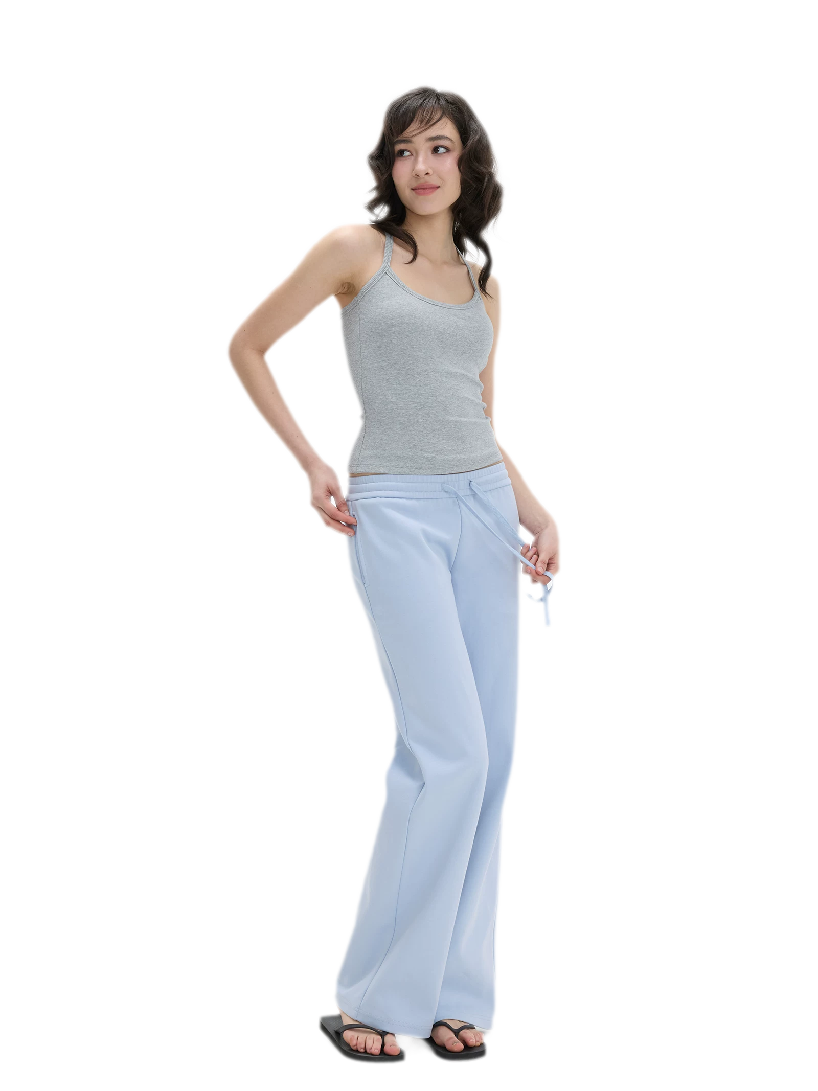 Low-Rise Wide-Leg Loose Sweatpants