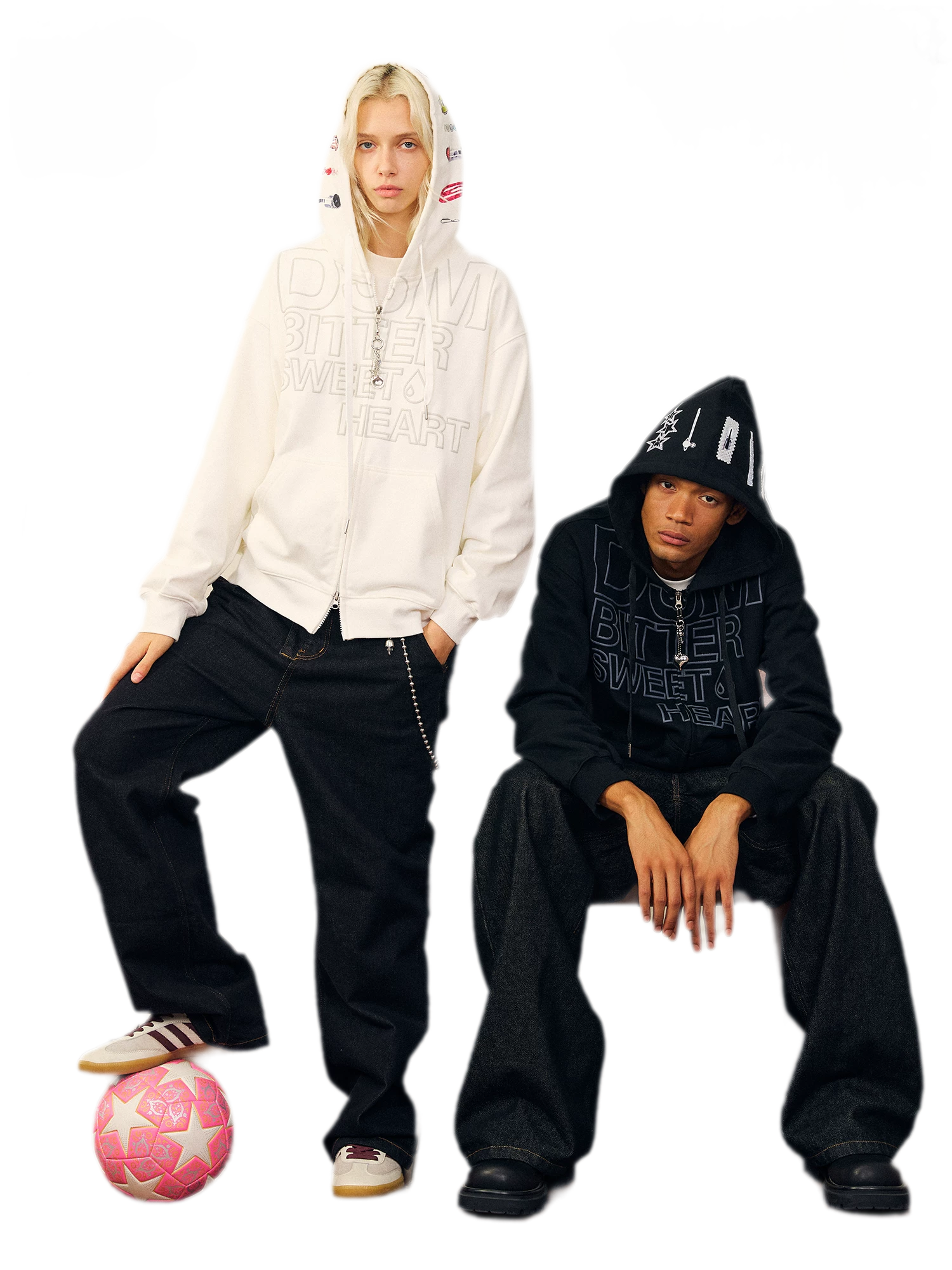 Raised Logo Zip Hoodie