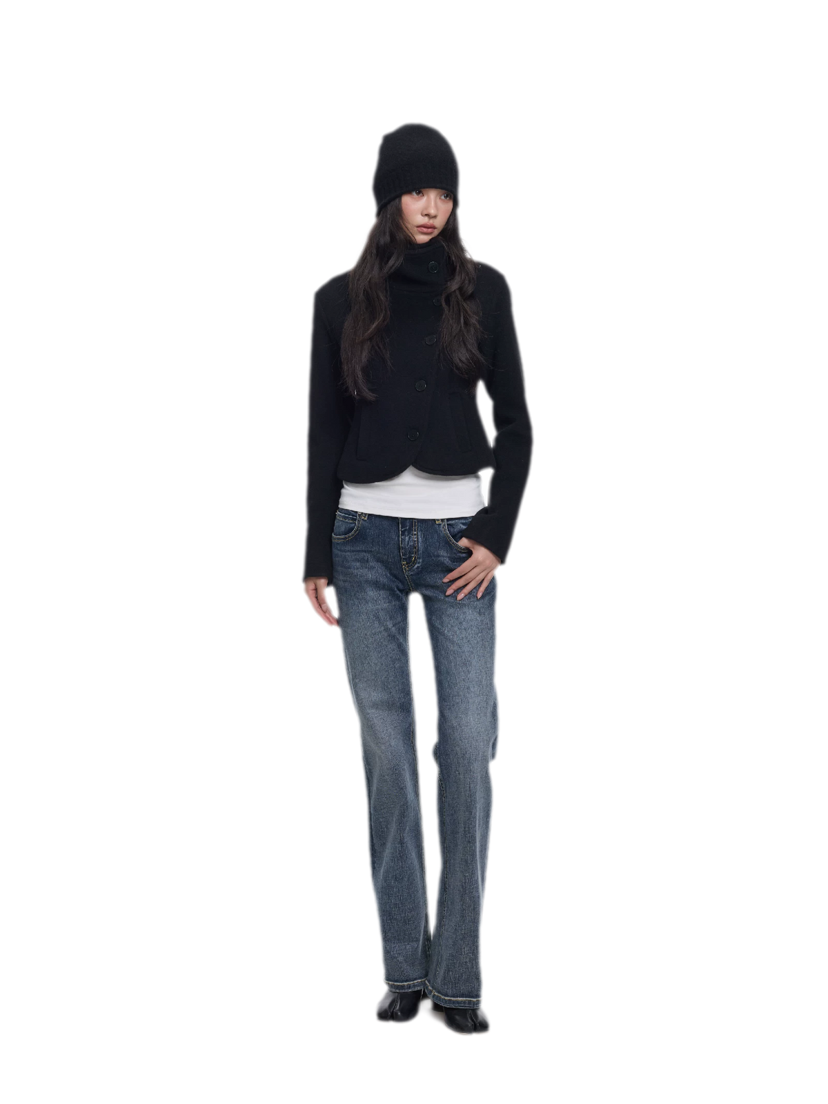 Jean délavé taille mi-basse