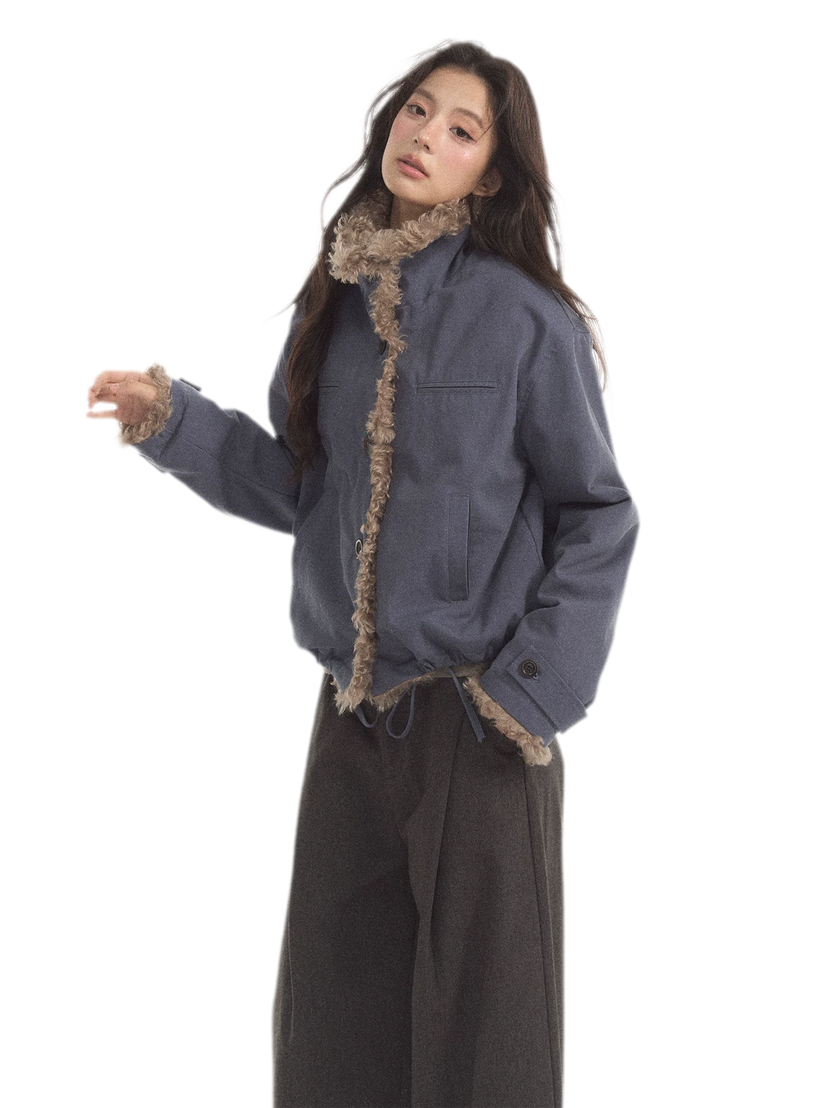 Faux Lamb-Wool Patchwork Jacket