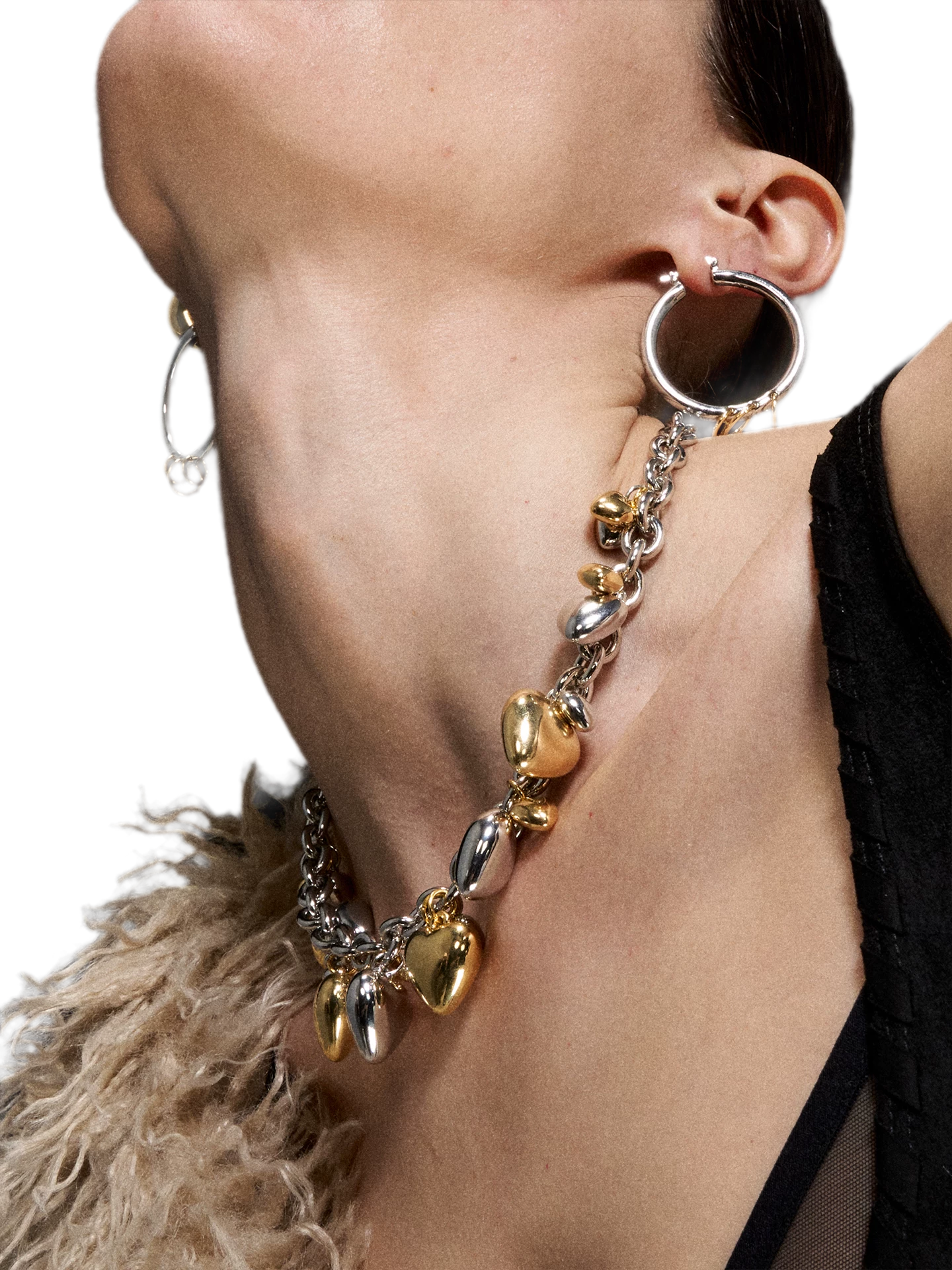 Punk Style Overlapping Gold and Silver Earrings