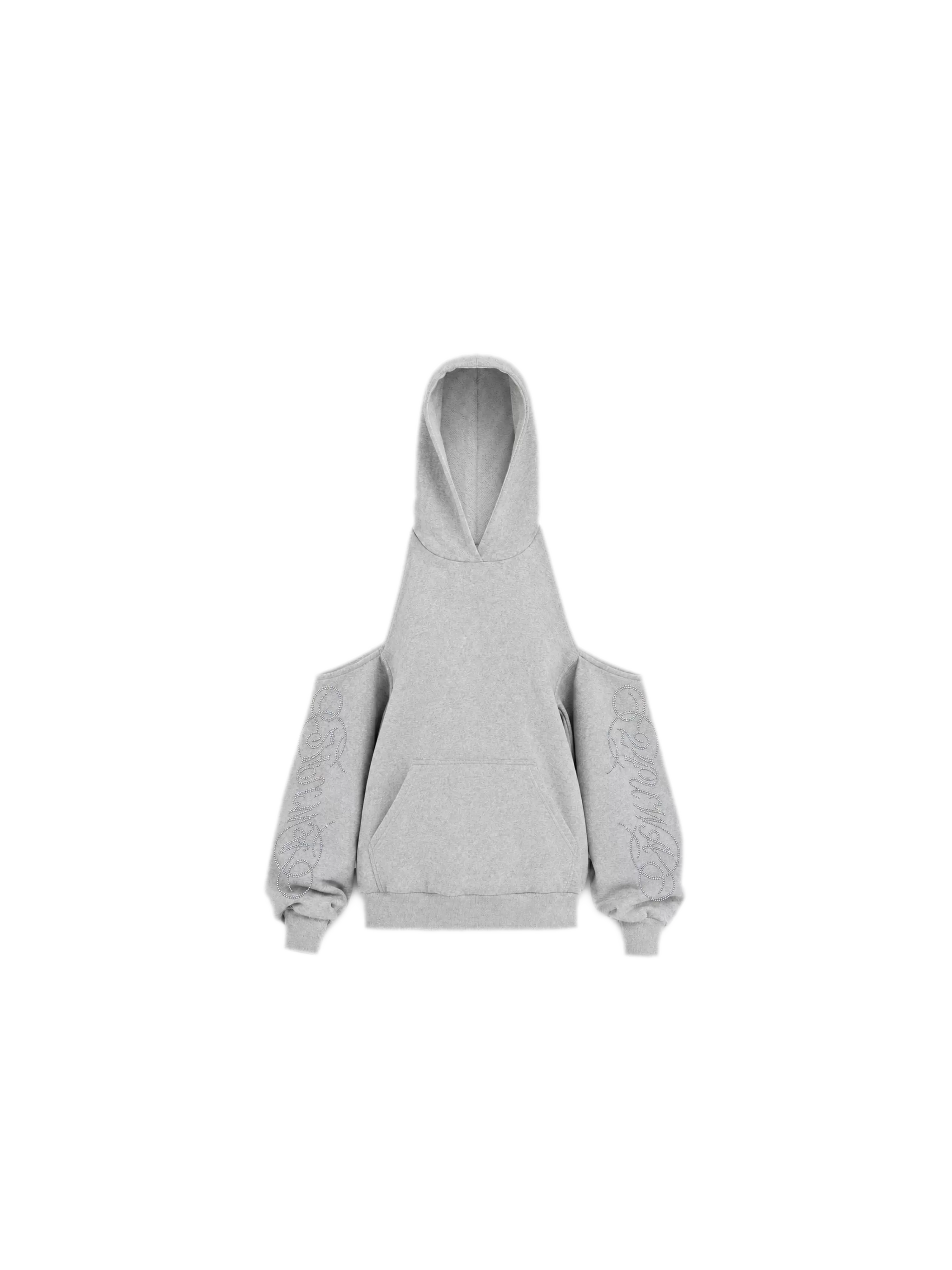 Rhinestone Off-Shoulder Hoodie Set