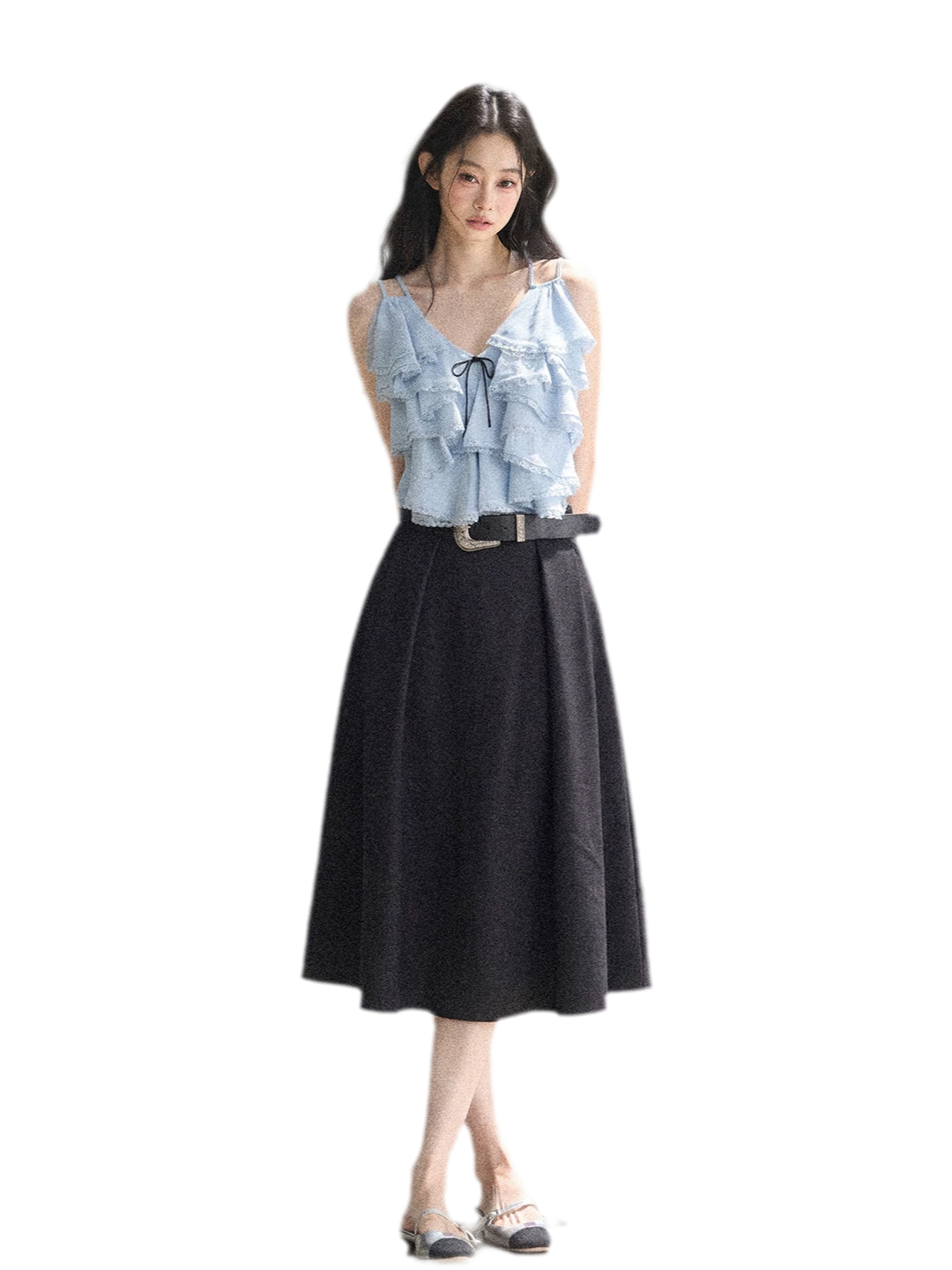Pleated V-Neck Set