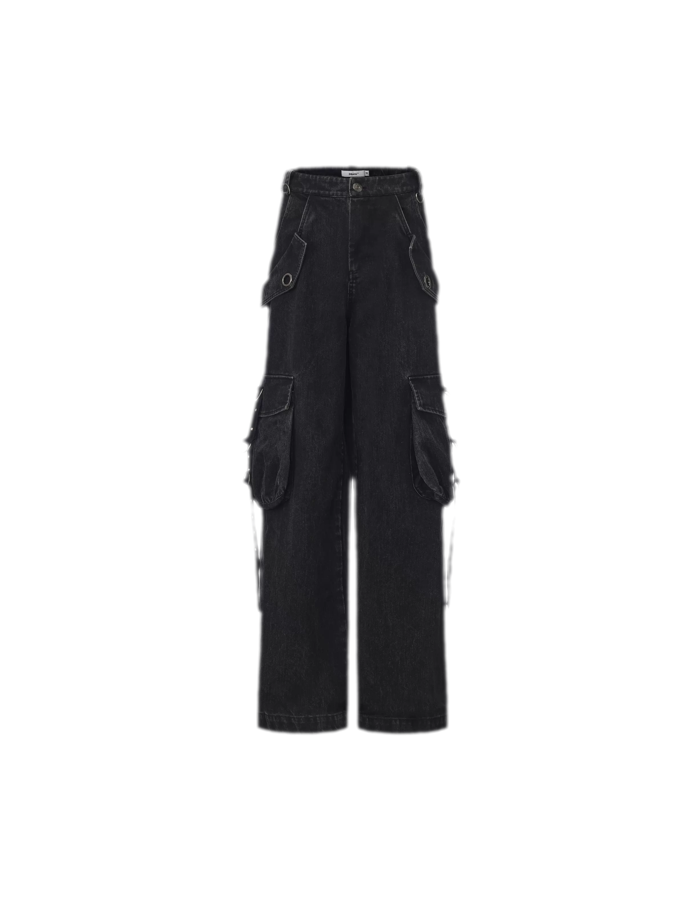Washed Distressed Wide-Leg Jeans