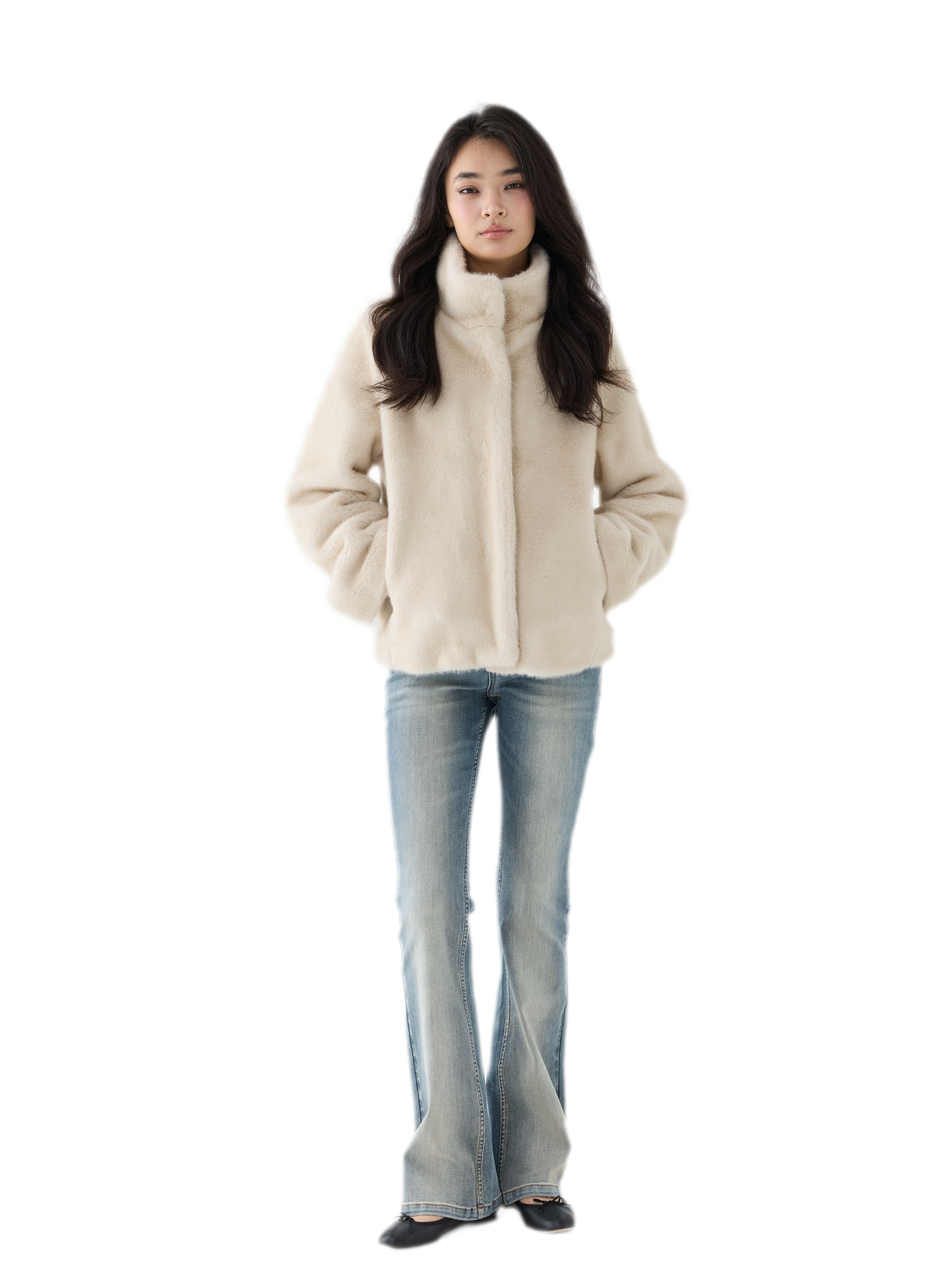 Eco-Friendly Cropped Faux Fur Jacket