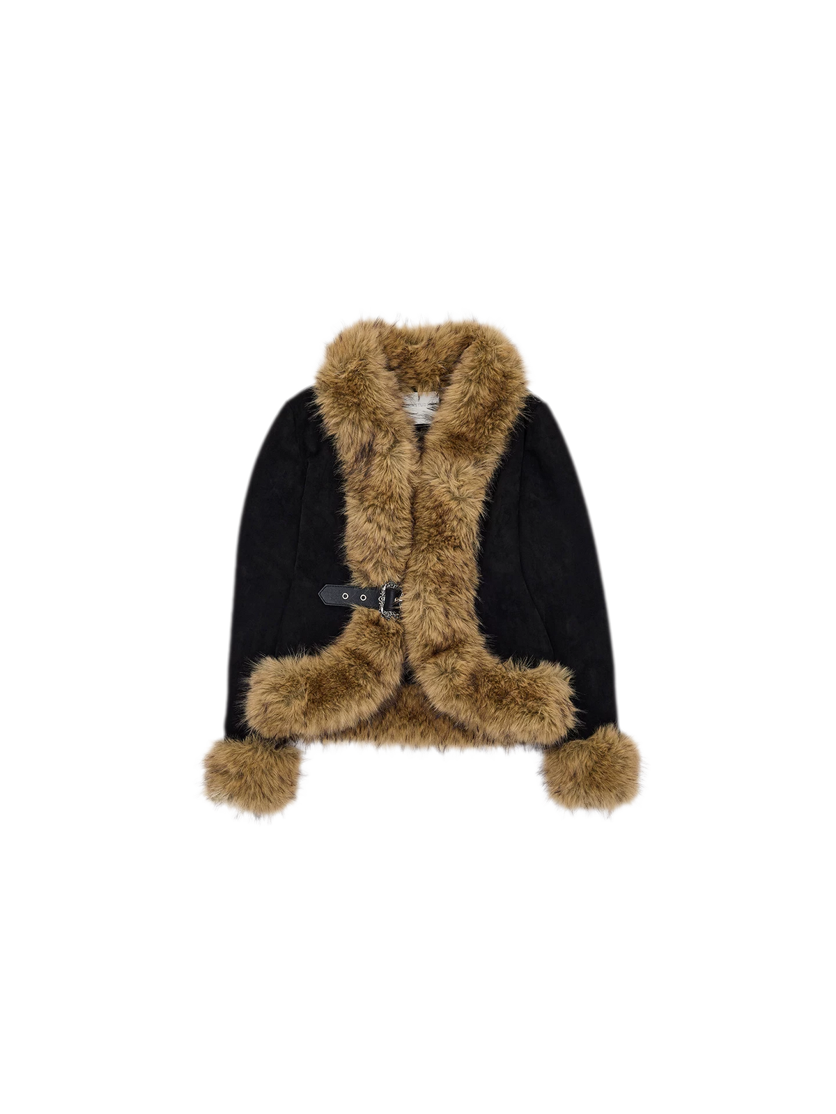Faux Rabbit Fur Cinched Jacket