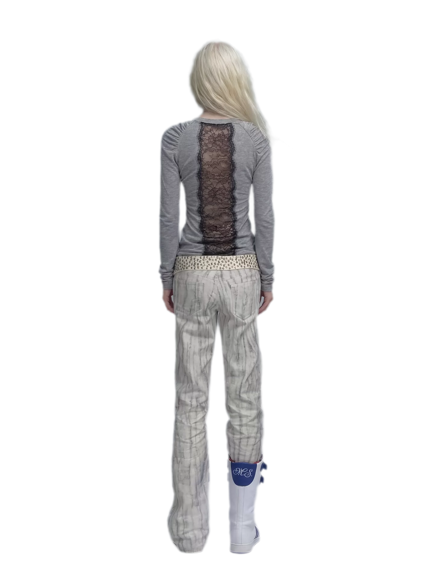 Washed Flared Low-Rise Jeans