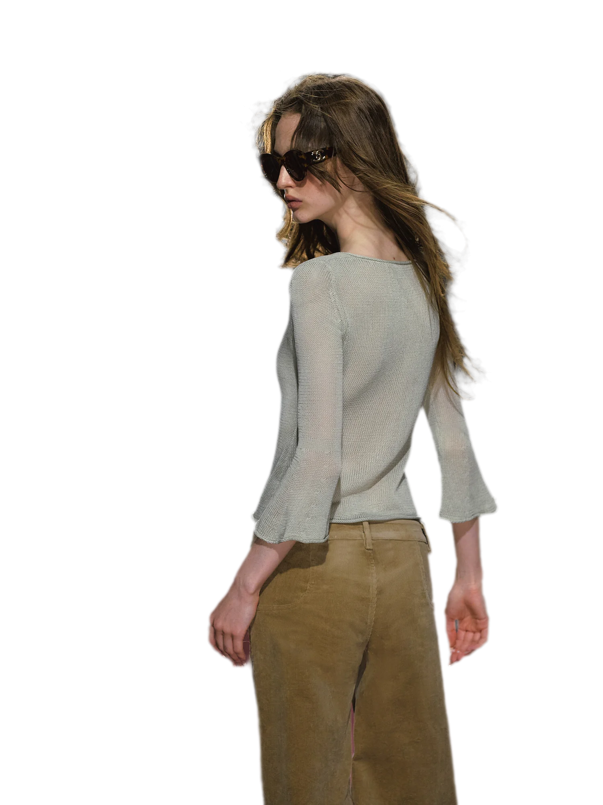 Sheer Bell Sleeve Knit Top