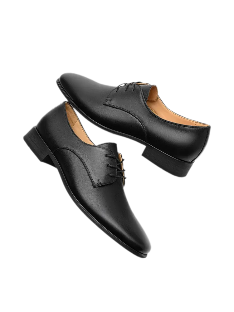 Top-Grain Leather Pointed Derby Shoes