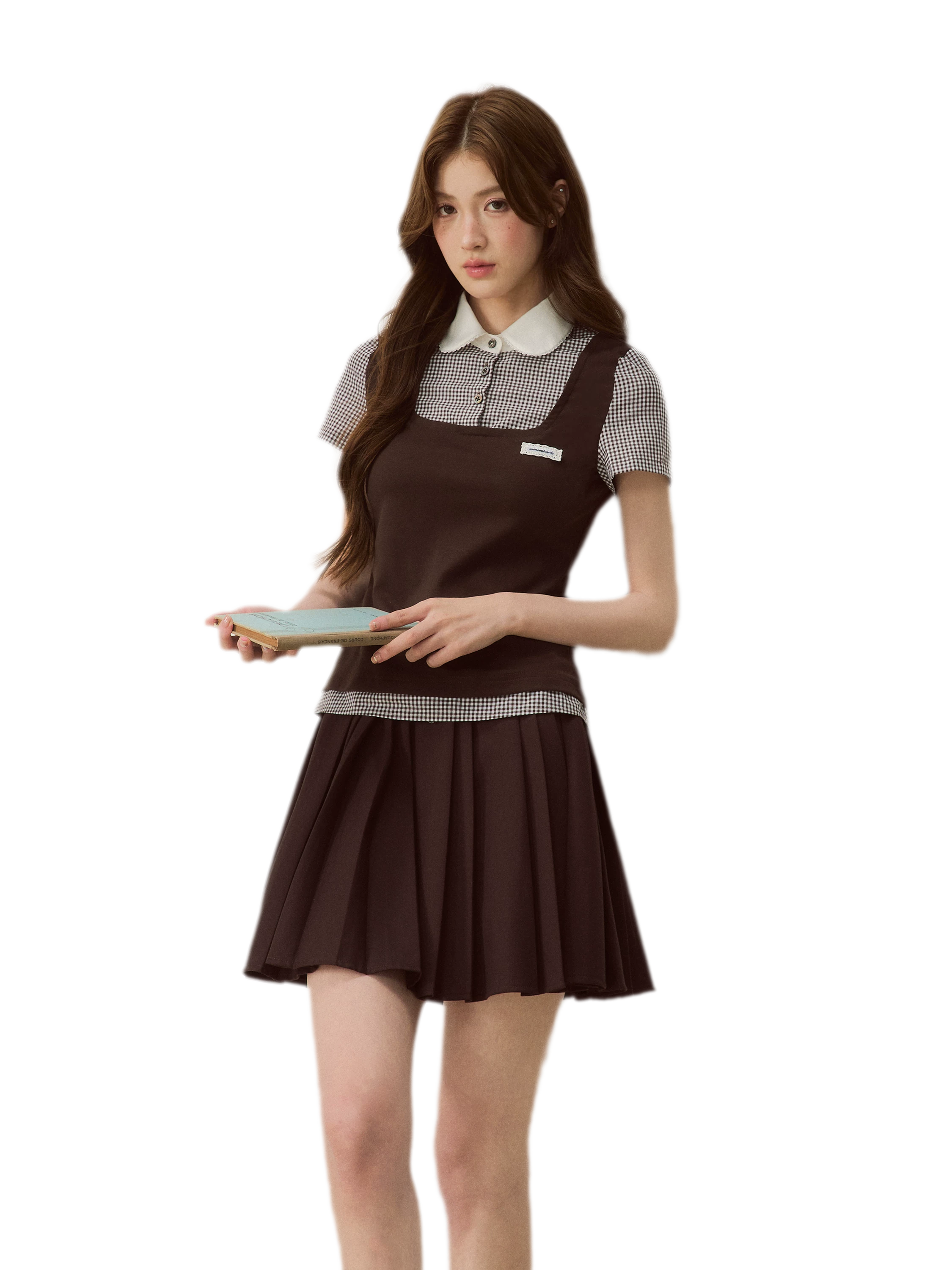 Patchwork Doll Collar Shirt
