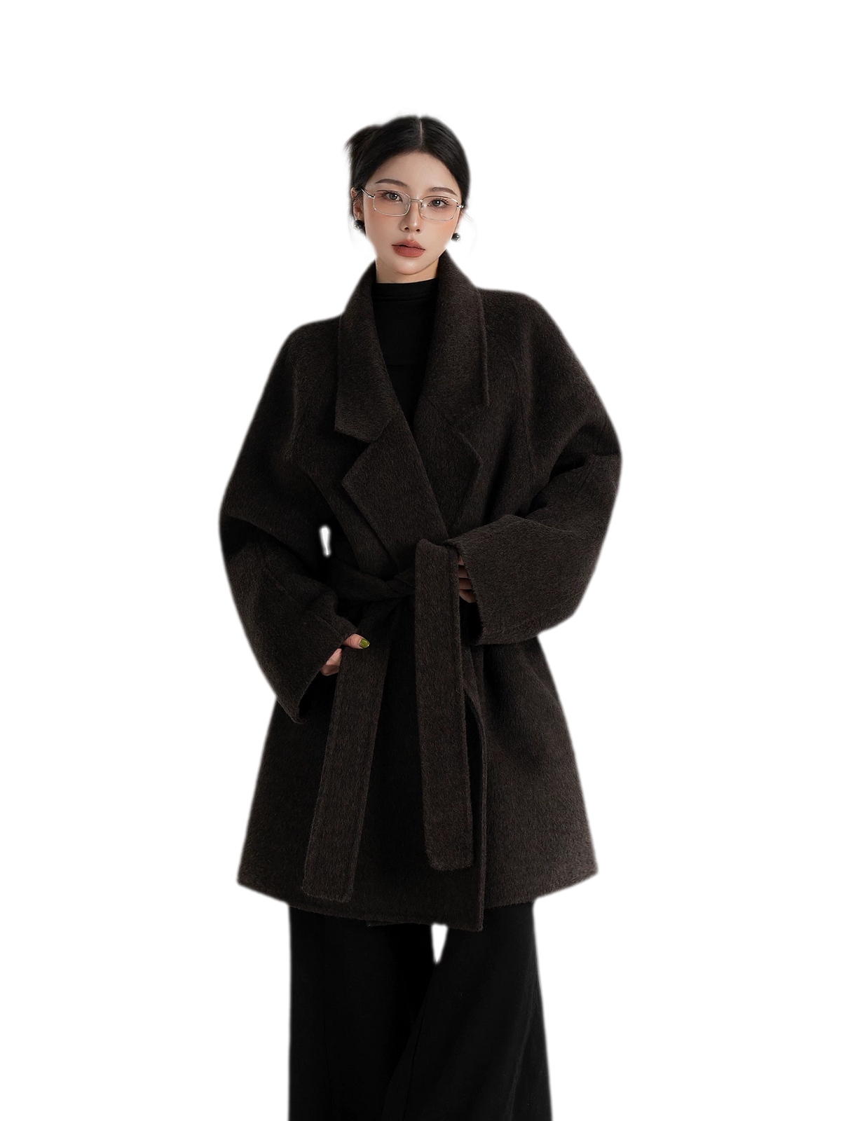 Wool Shawl Collar Wrap Coat