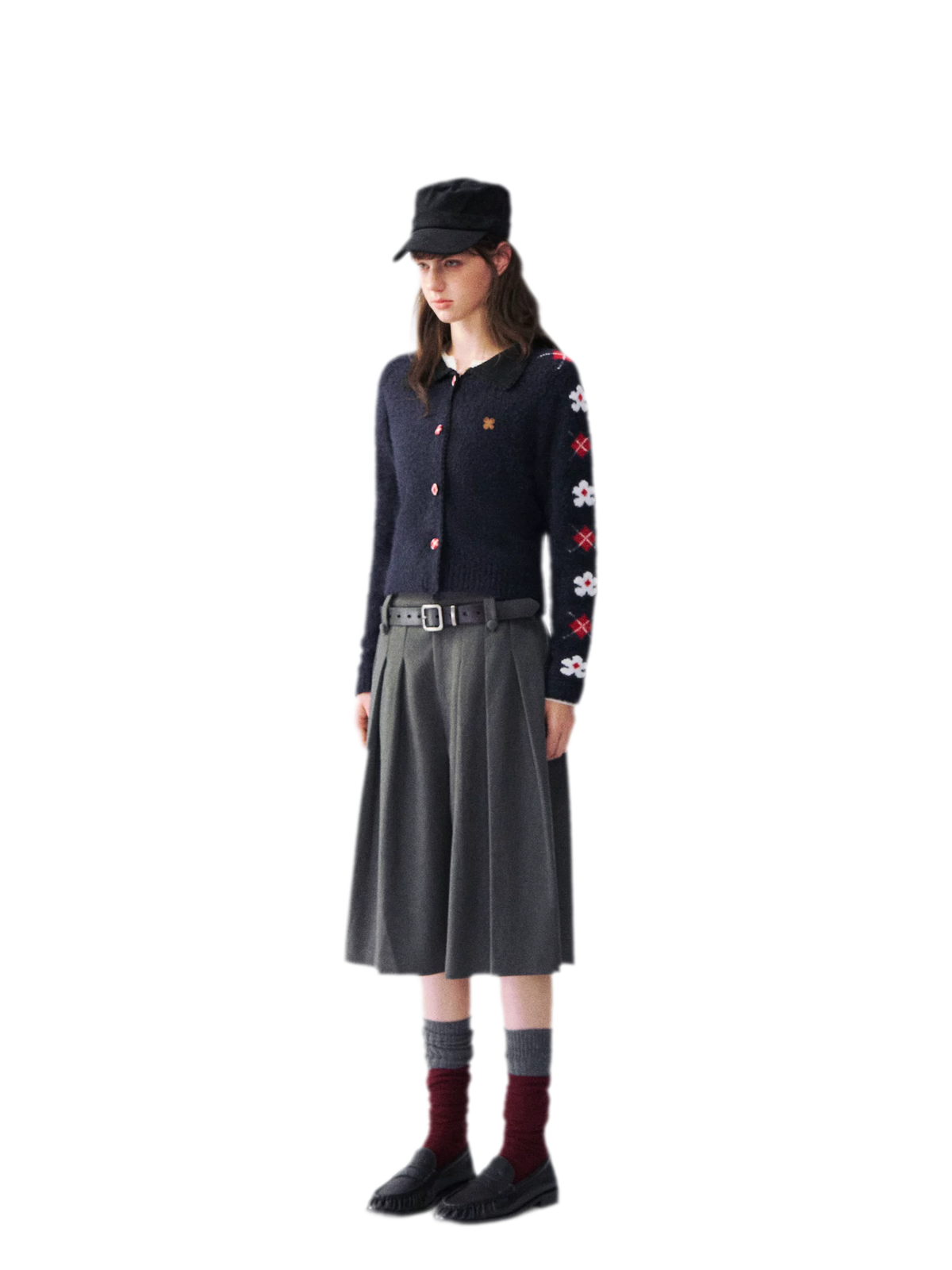 Gilet jacquard floral duveteux