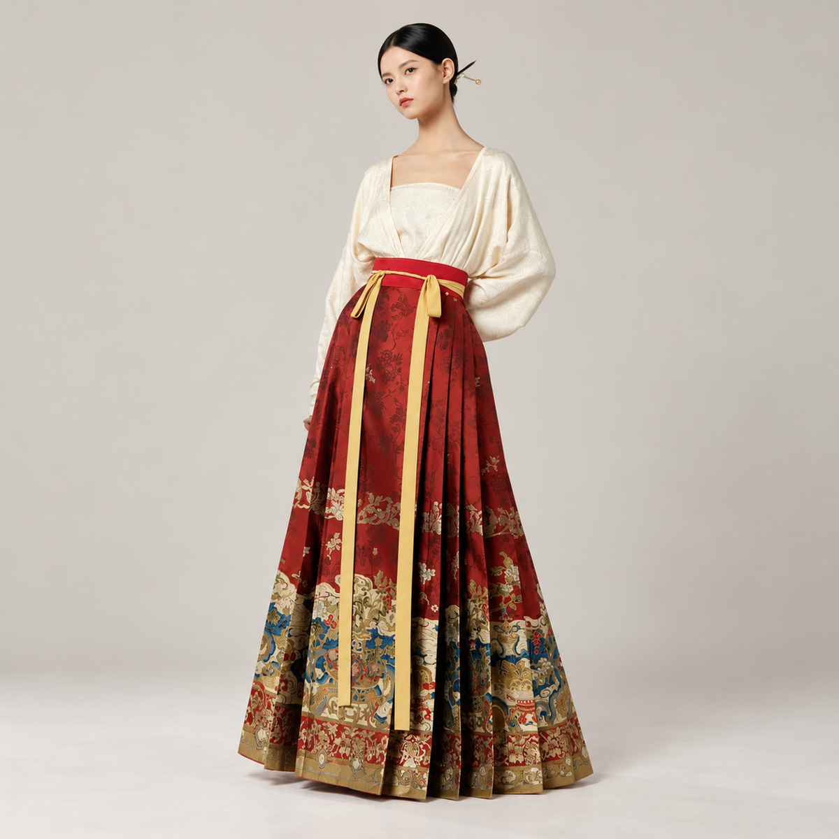 素瓷·九曜金枝 Porcelain Branches Ming-Style Mamian Skirt