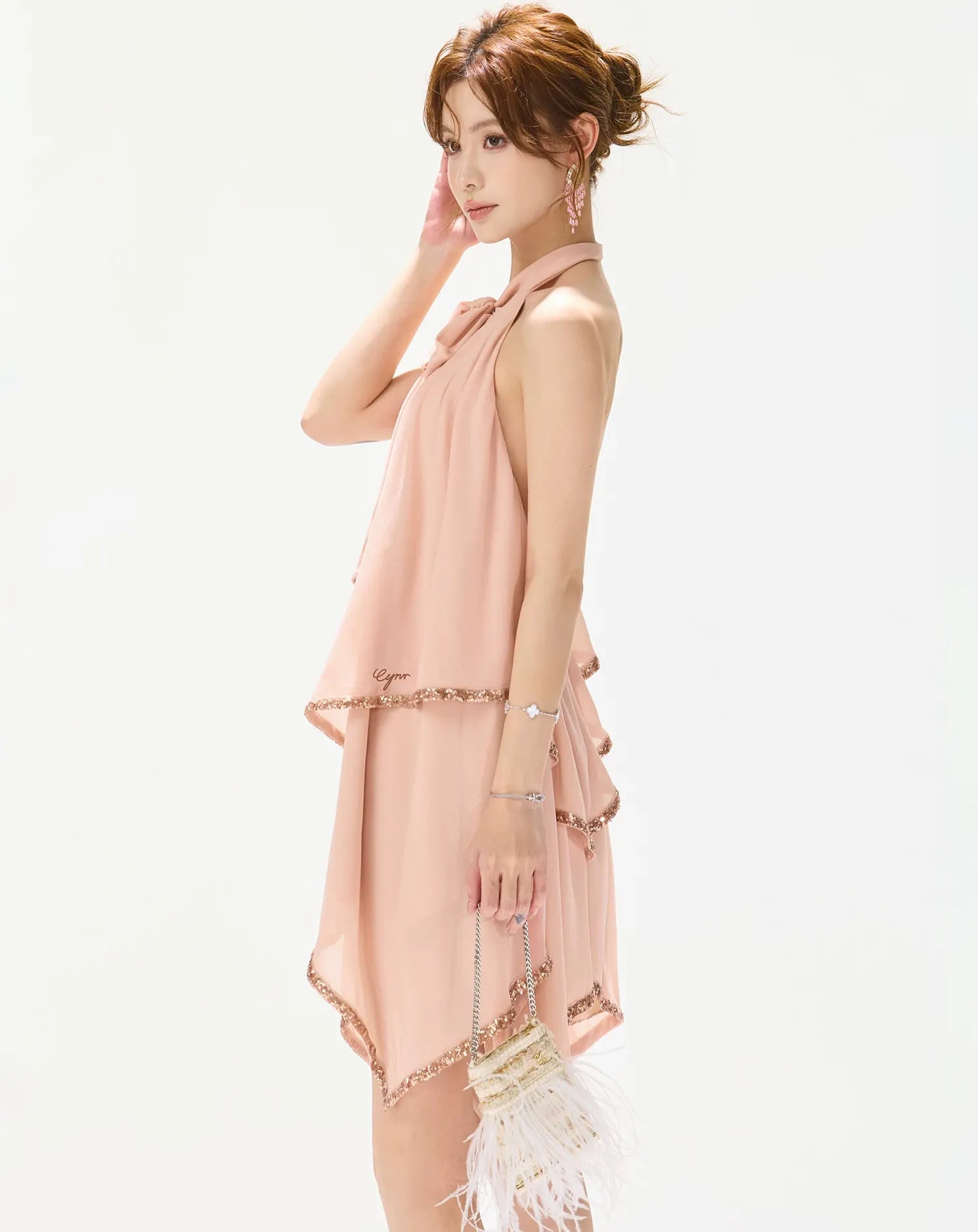 Sequin Backless Halter Dress