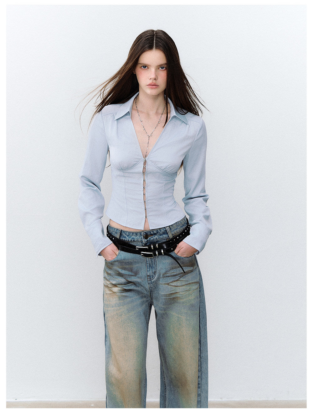 Cutout Tie Waist Shirt