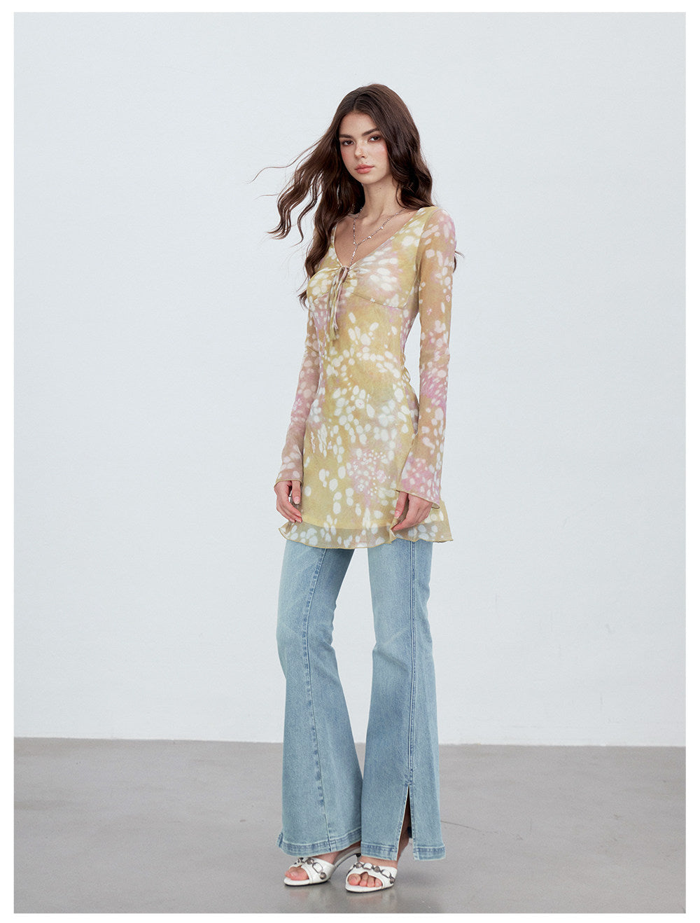Deer Print Lace Halter Dress