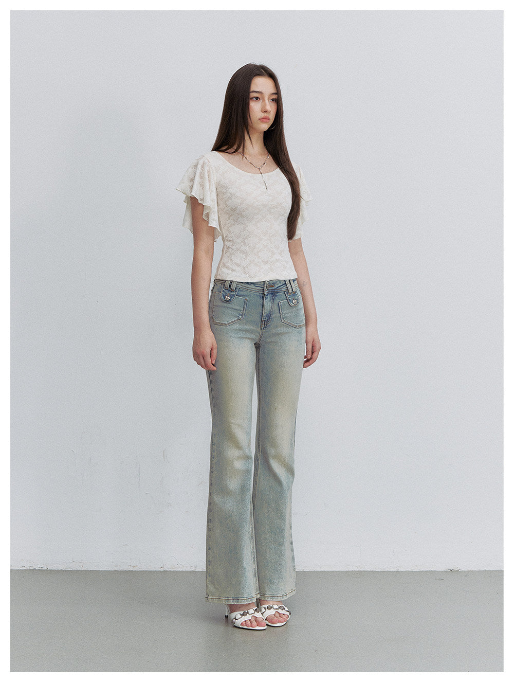 Lace Textured Flutter Tee