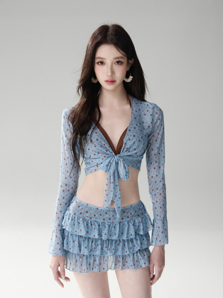 Tie-Front Layered Bikini Set