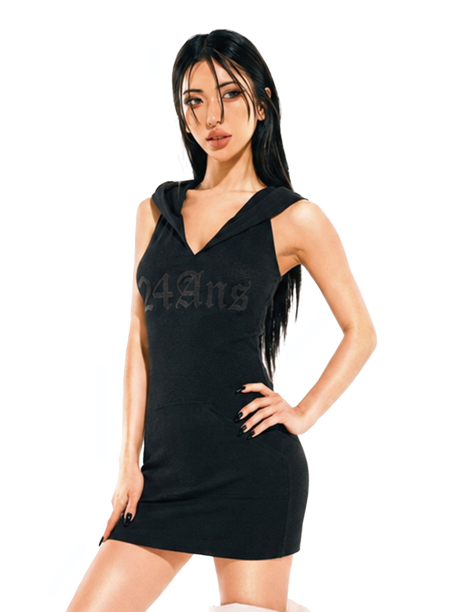 24ANS x UWA Backless Hooded Mini Dress