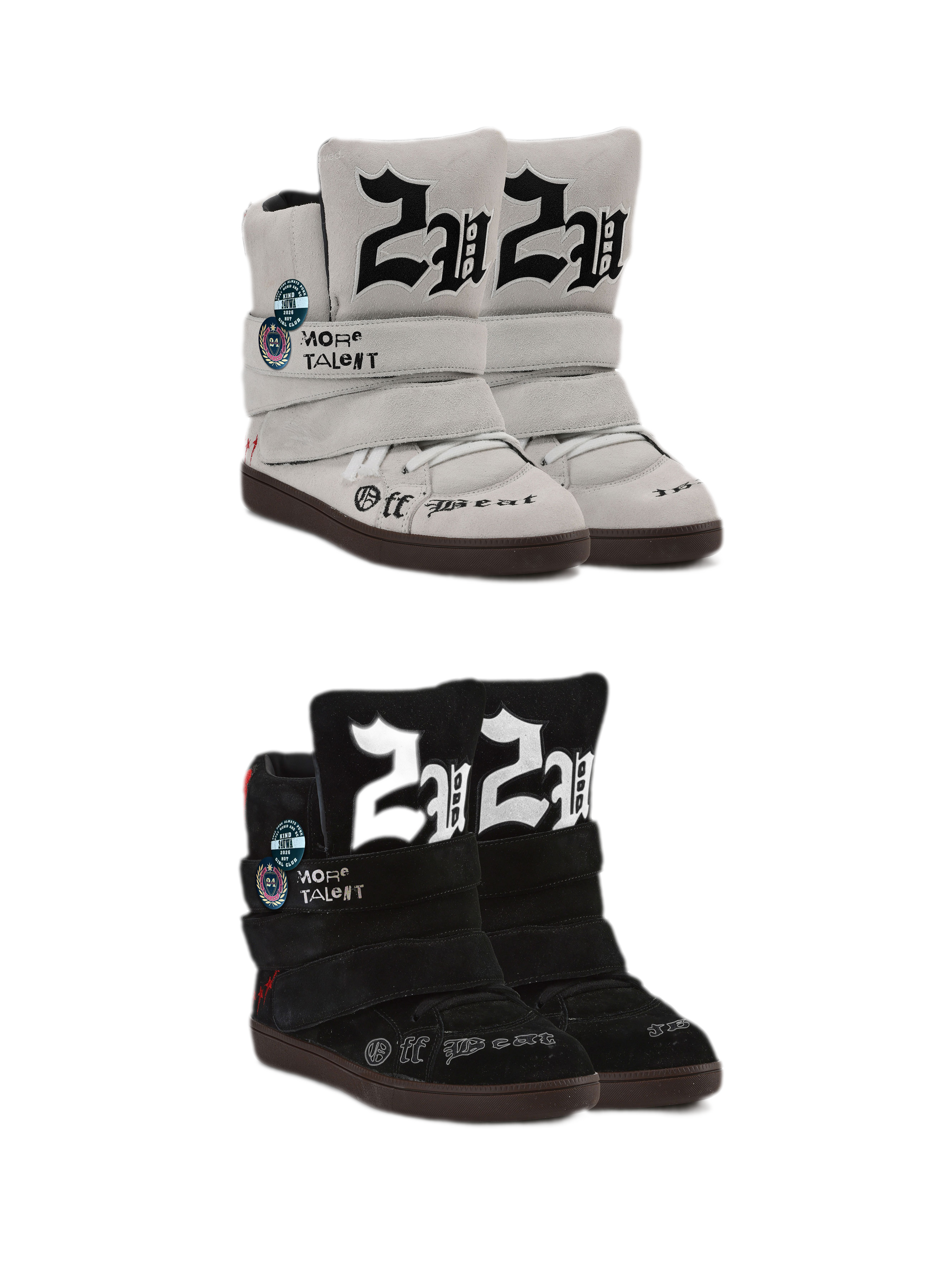 24ANS x UWA Embroidered Suede High-Top Sneakers